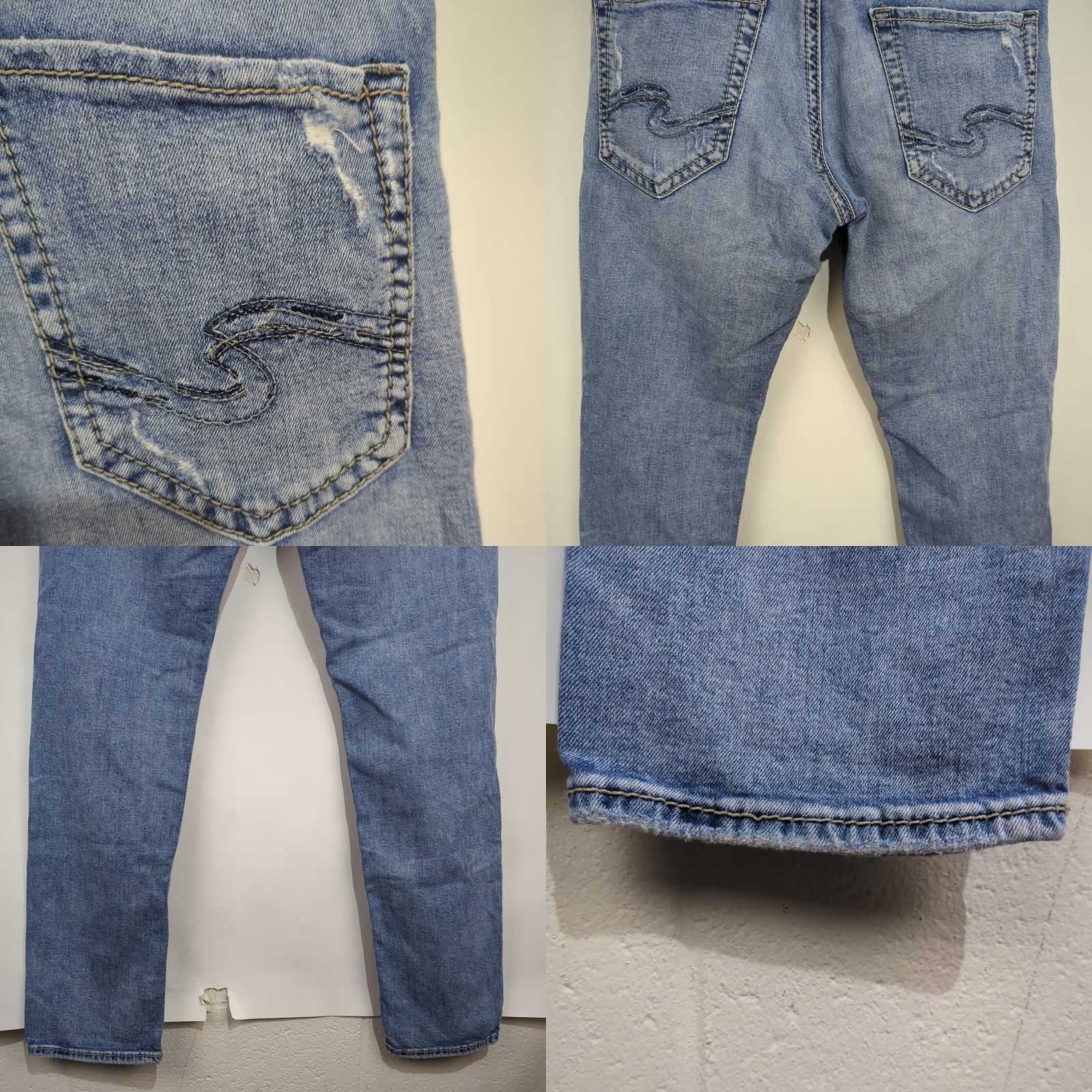 Silver Jeans Co. Silver Jeans Eddie Relaxed Straight Leg Mens 30x32 Distressed Medium Wash Jeans Size US 31 - 10 Thumbnail
