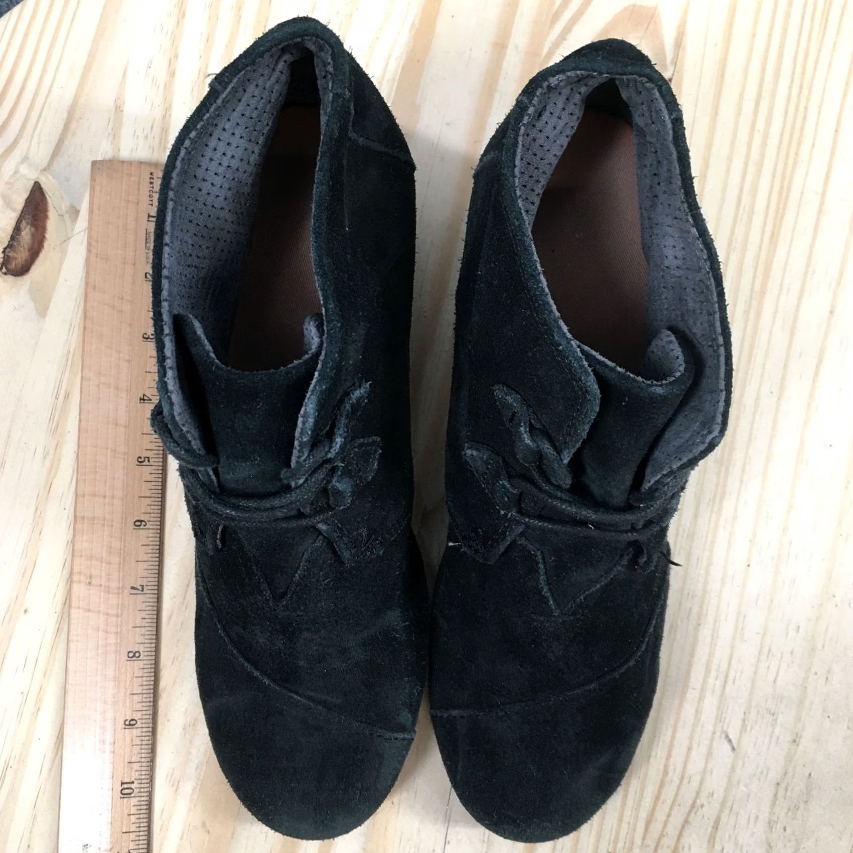 Toms TOMS Boots Womens 10 Kala Bootie Black Lace Up Ankle Top Wedge Heels Boot Dusty Black Lace Up Ankle Bootie Womens 10 TOMS Boots Size L / US 10 / IT 46 - 5 Thumbnail