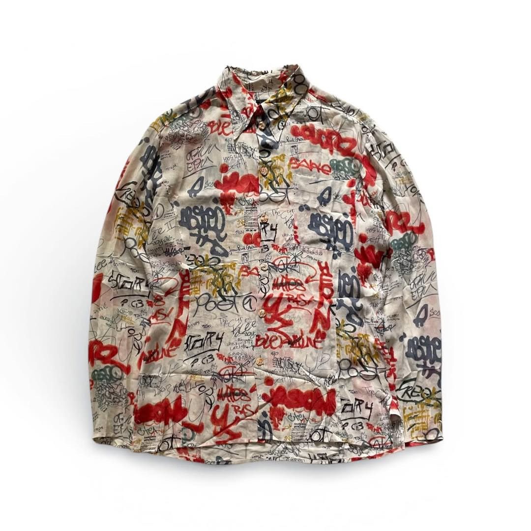 Jean Paul Gaultier Archive Jean Paul Gaultier SS1994 Graffiti Mesh Long Shirt Size US M / EU 48-50 / 2 - 1 Thumbnail