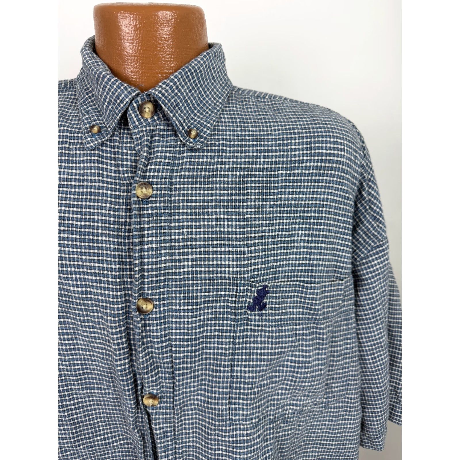 Disney VINTAGE Disney Shirt Men XL Oversized Button-Down Linen Cotton Check 90s Mickey Mouse Blue Regular Mens XL Shirt Size US XL / EU 56 / 4 - 3 Thumbnail