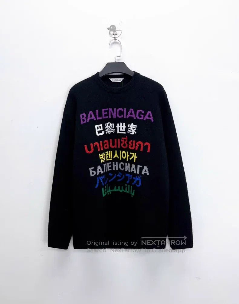 Balenciaga Balenciaga Black seven-language knitted sweater Size US XS / EU 42 / 0 - 1 Thumbnail