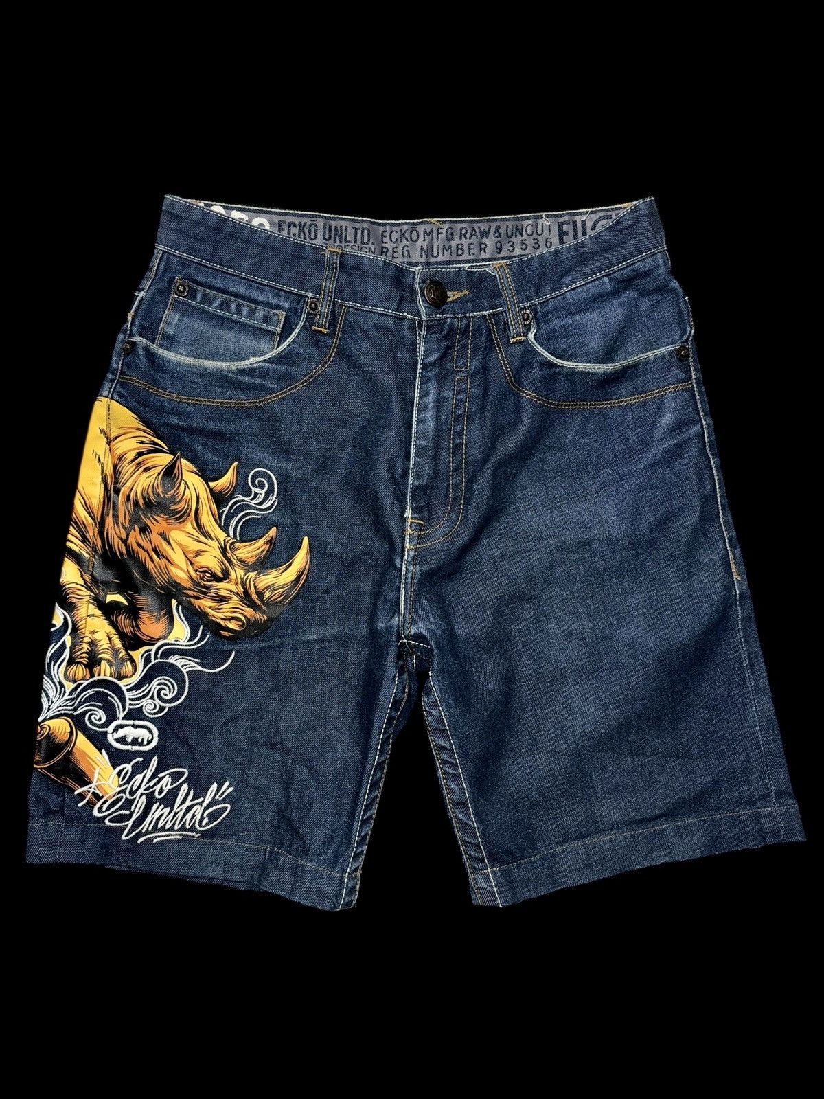 Ecko Unltd. Ecko Unltd Rhino Graphic Denim Shorts Size US 31 - 1 Thumbnail