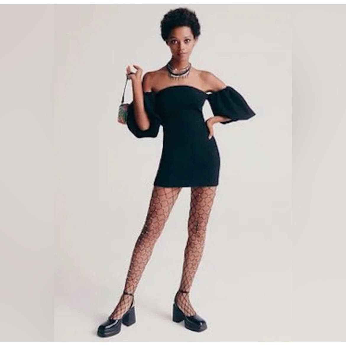 Free People Beach Black Bubbly Mini Dress Size Small