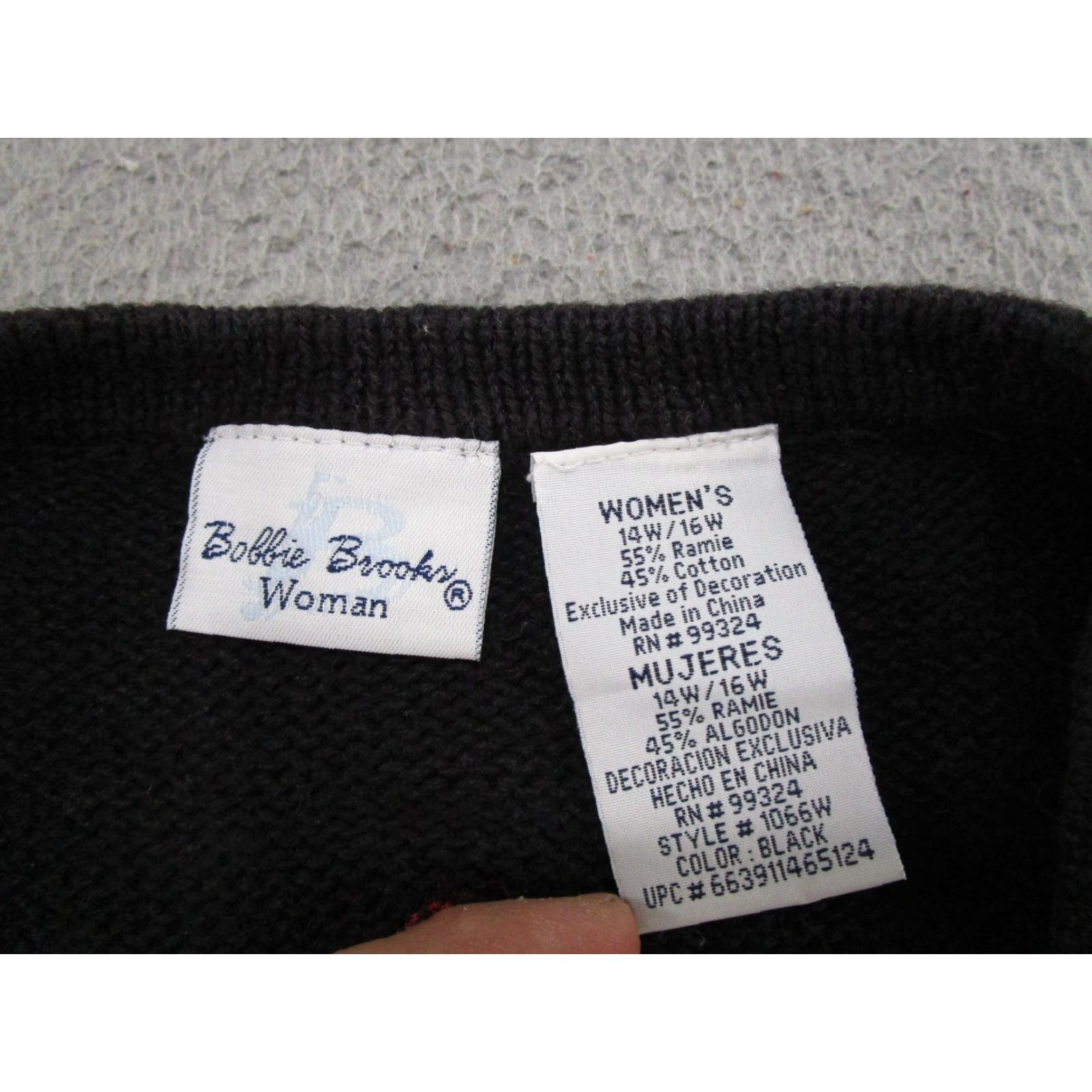 Vintage Vintage Bobbie Brooks Vest Embroidered Birds Winter Sweater Size 16/18W Black Knit Cotton V-Neck Women’s Sleeveless Regular Size XXL / US 16-18 / IT 52-54 - 2 Thumbnail