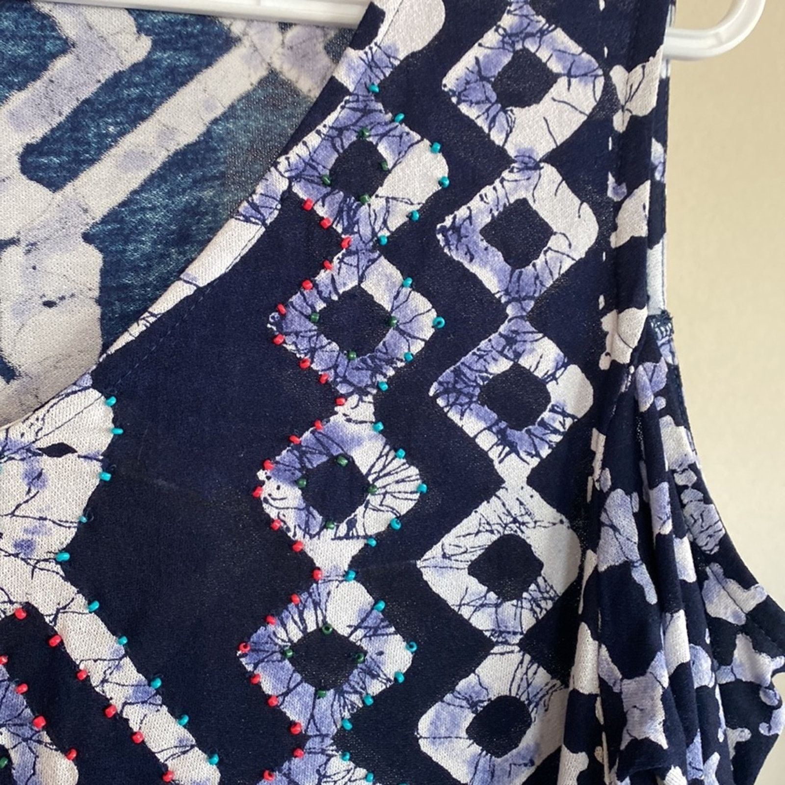 Soft Surroundings Soft Surroundings Talia Top Tunic Ikat Print Beaded Geo sz M Size M / US 6-8 / IT 42-44 - 5 Thumbnail
