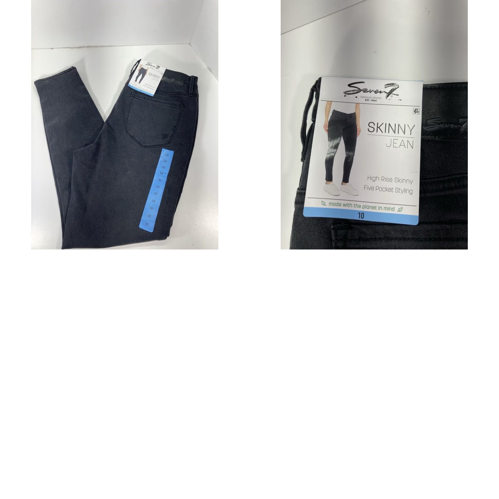 Vintage Seven7 Skinny Jeans Women Size 10 30x30 Black Denim High Rise Stretch NWT Size 32" / US 10 / IT 46 - 9 Thumbnail
