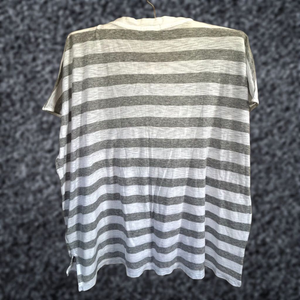 James Perse James Perse Womens Gray White Striped Cap Sleeve T-Shirt Size 2 Relaxed Size XS / US 0-2 / IT 36-38 - 1 Thumbnail