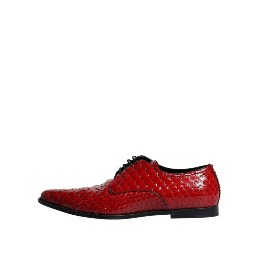 Dolce & Gabbana Dolce & Gabbana Red Textured Varnished Derby Men Formal Shoe Size US 10 / EU 43 - 6 Thumbnail