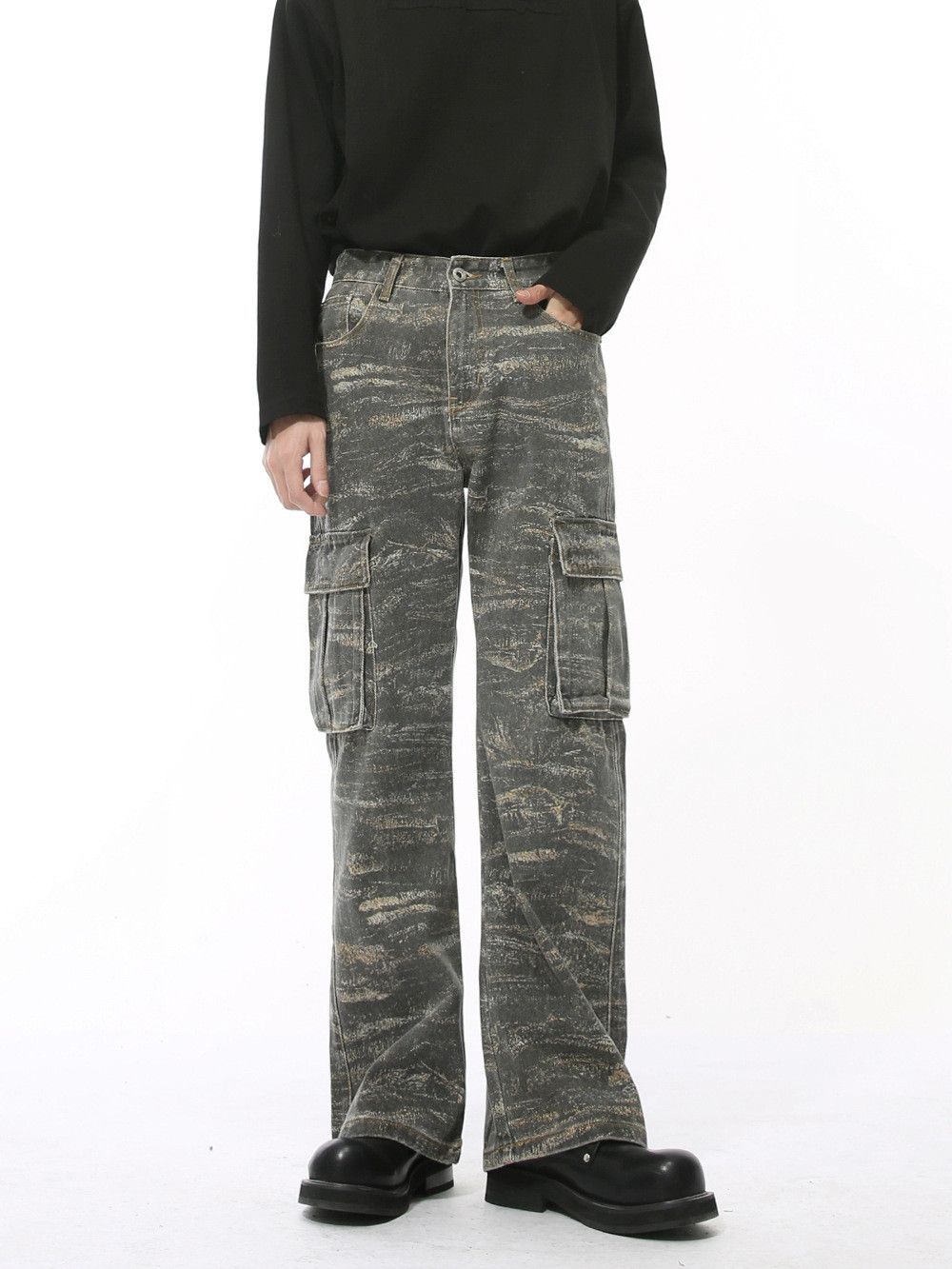 Japanese Brand Retro loose camouflage pocket jeans Size US 32 / EU 48 - 4 Thumbnail