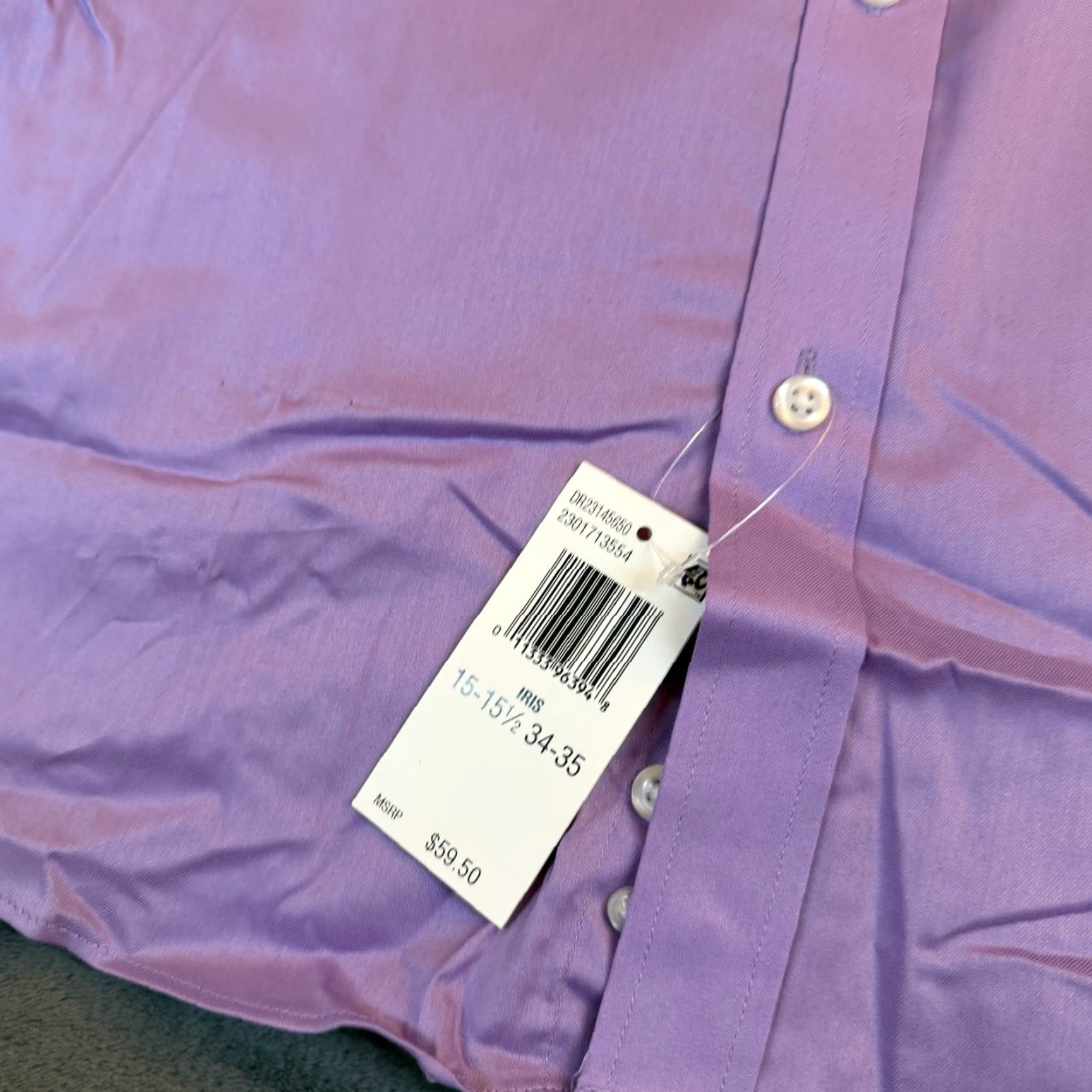 Izod VINTAGE IZOD dress shirt? (No, not vintage) IZOD Slim Fit Button-Down Dress Shirt Purple Advantage Cool FX Mens Medium NWT Size 40R - 3 Thumbnail