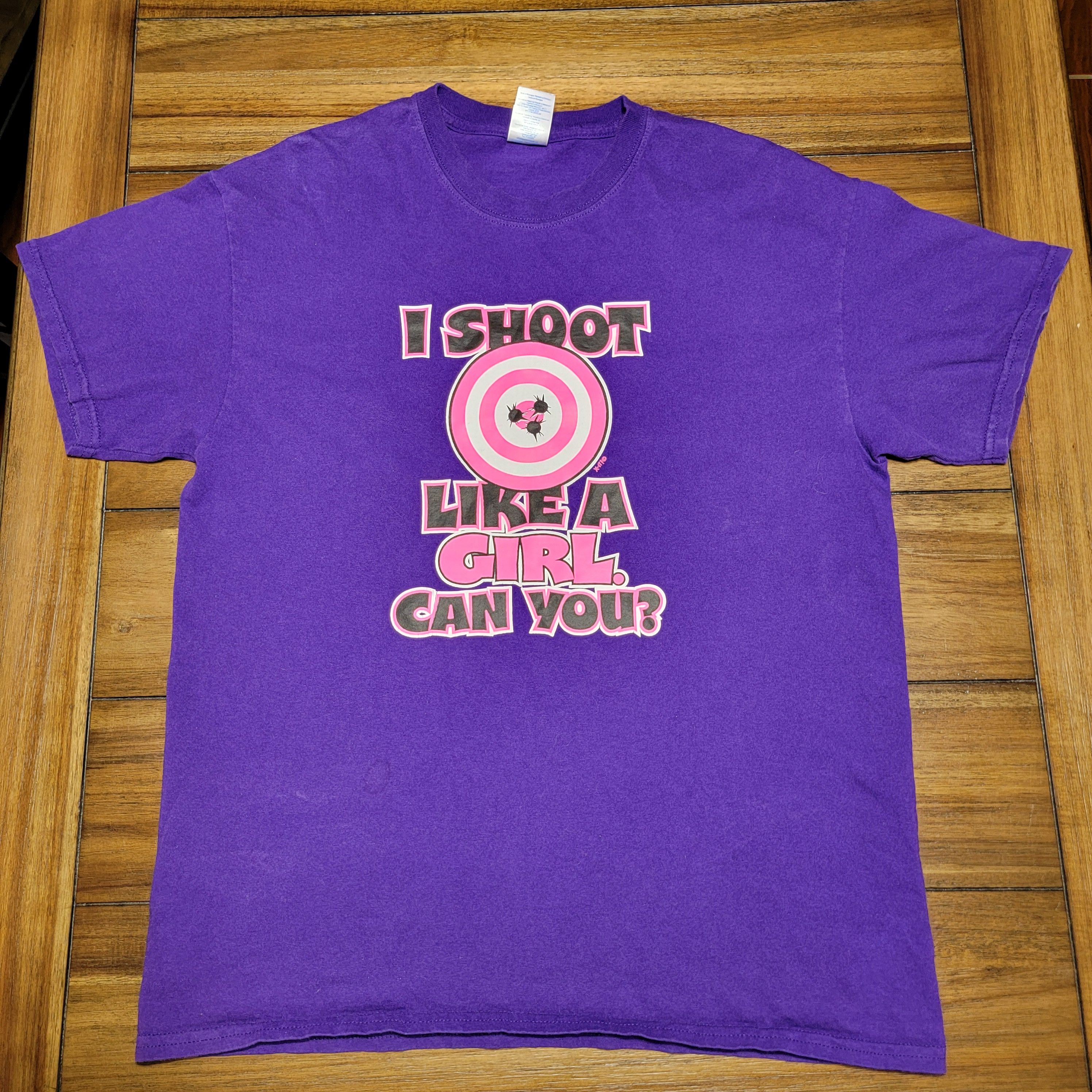 Gildan Gildan SS Purple Tee "I Shoot Like A Girl" - Size Large Size L / US 10 / IT 46 - 1 Thumbnail