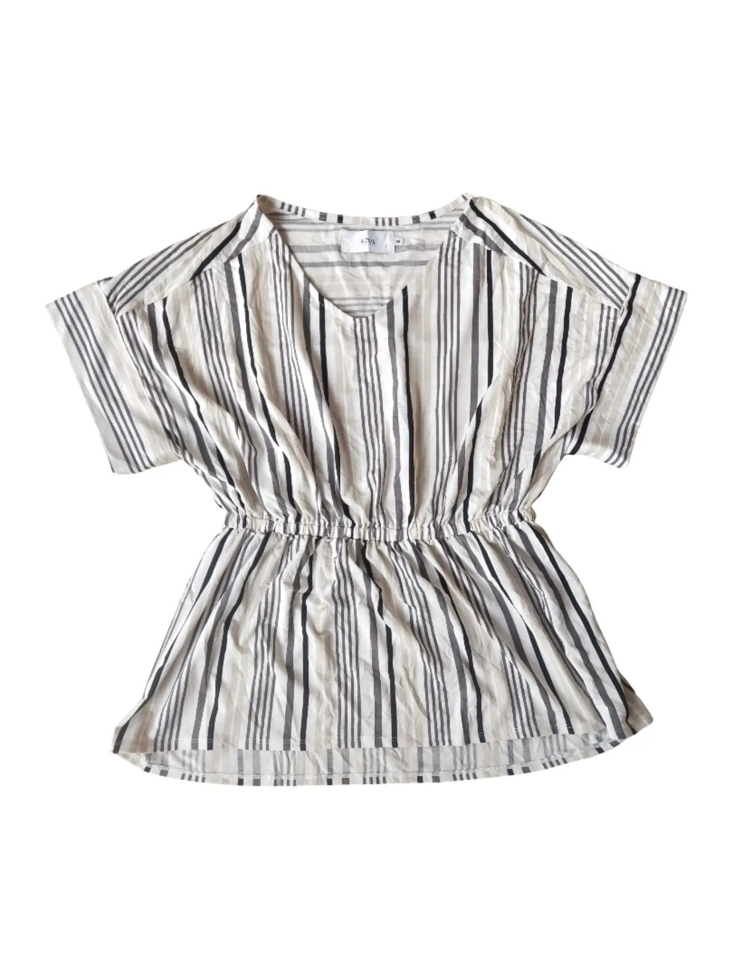 MOUSSY Azul by Moussy Striped Cinched-Waist Dolman Blouse Size M / US 6-8 / IT 42-44 - 1 Thumbnail