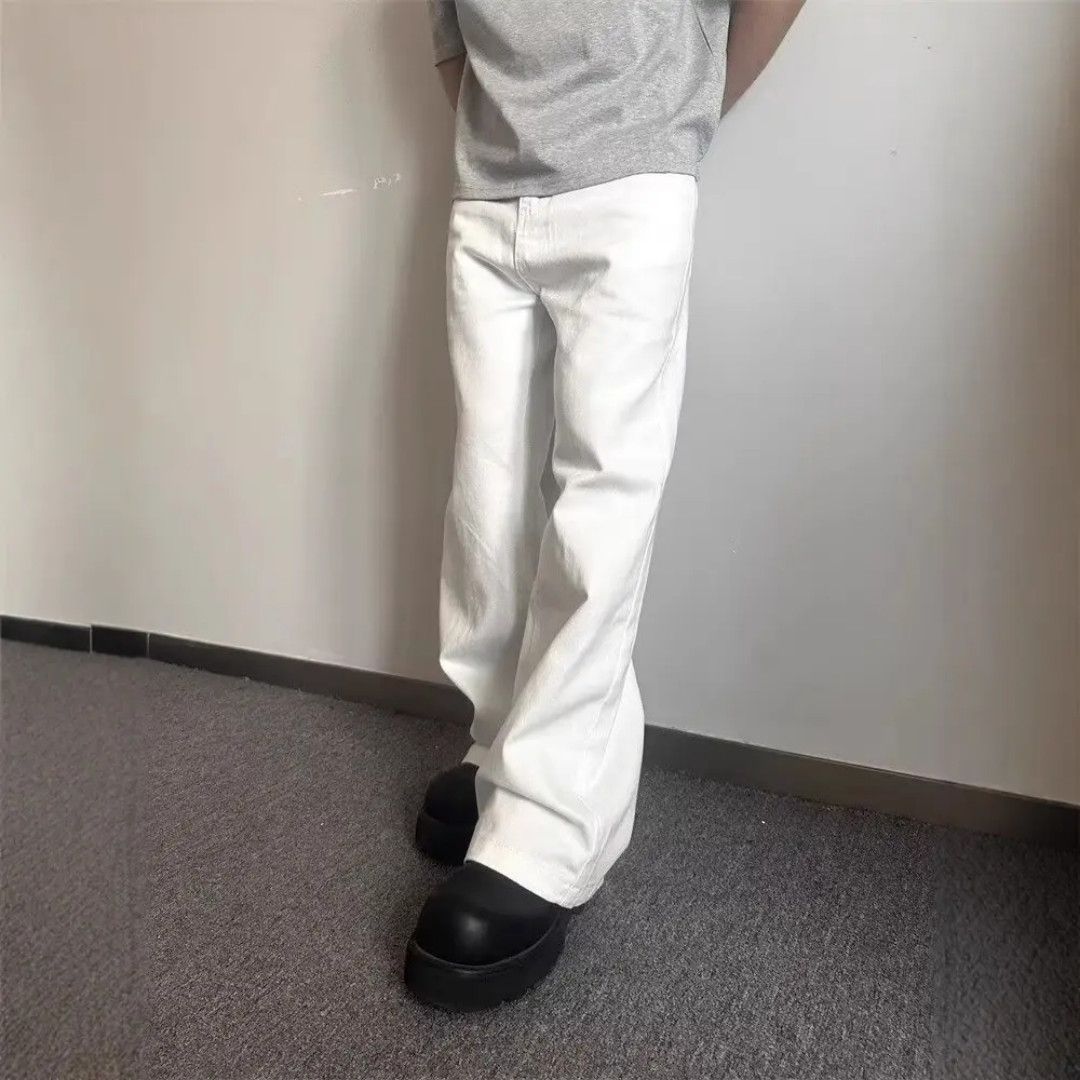 Japanese Brand White Straight leg pants mid waist zipper fly jeans Size US 34 / EU 50 - 3 Thumbnail