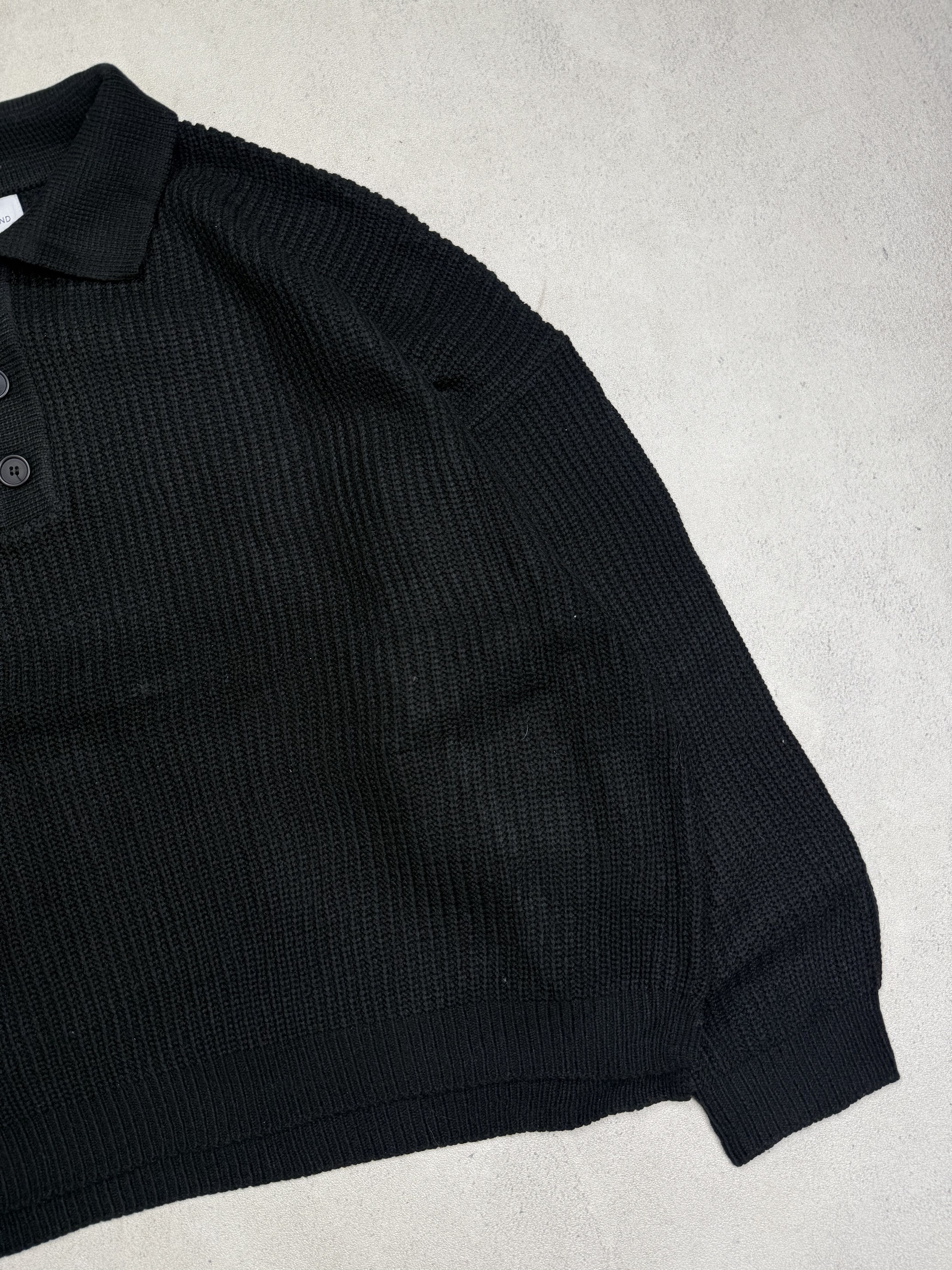 Japanese Brand Black Knit Polo Sweater Oversized Size US XL / EU 56 / 4 - 4 Thumbnail