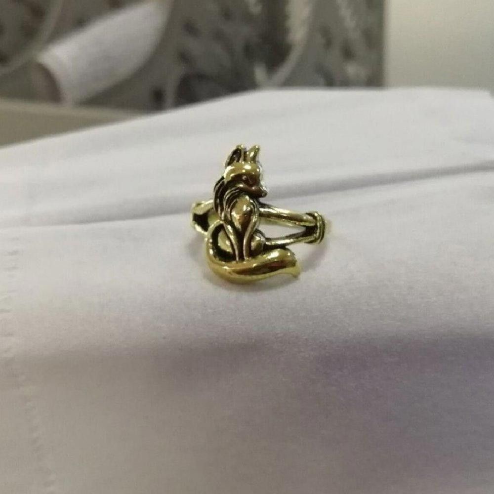 Designer 925 Silver Filled Old Fox Antique Gold Tone Ring - Size 6 Size ONE SIZE - 7 Thumbnail