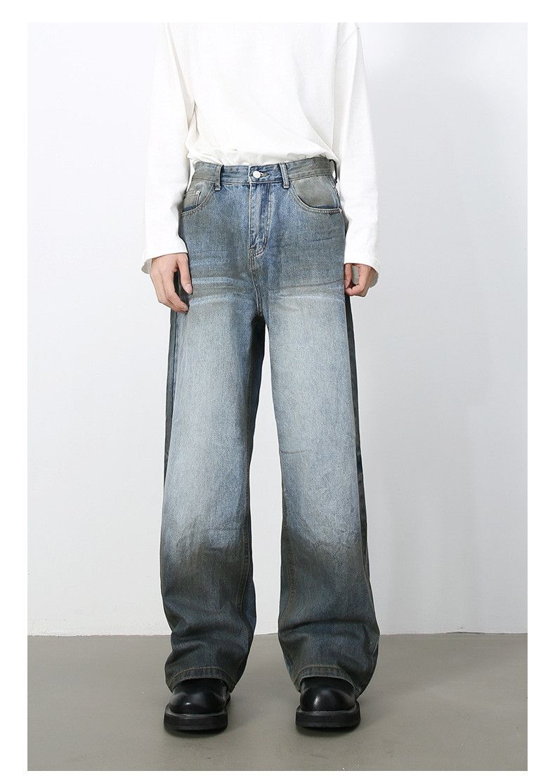 Japanese Brand × Jean American street retro straight distressed wide-leg jeans Size US 32 / EU 48 - 1 Thumbnail