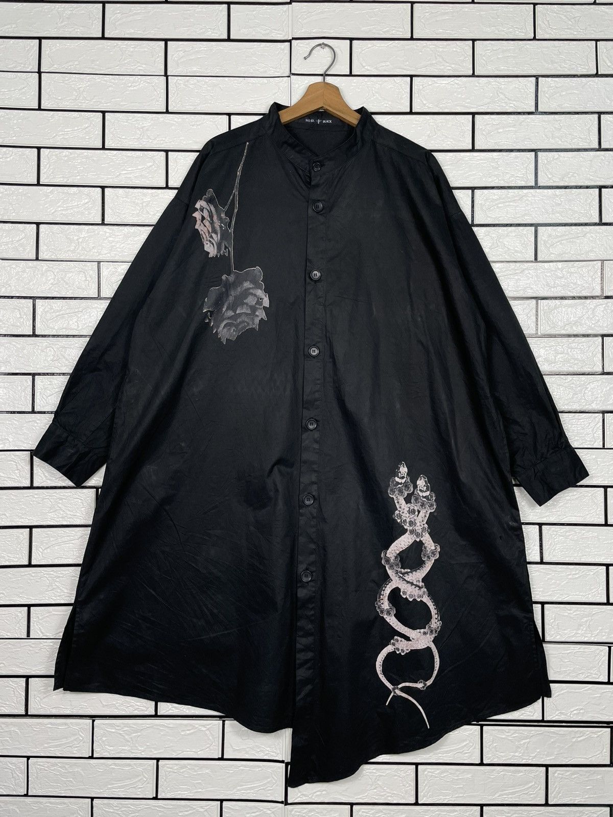 Japanese Brand No ID Black Sukajan Overcoat