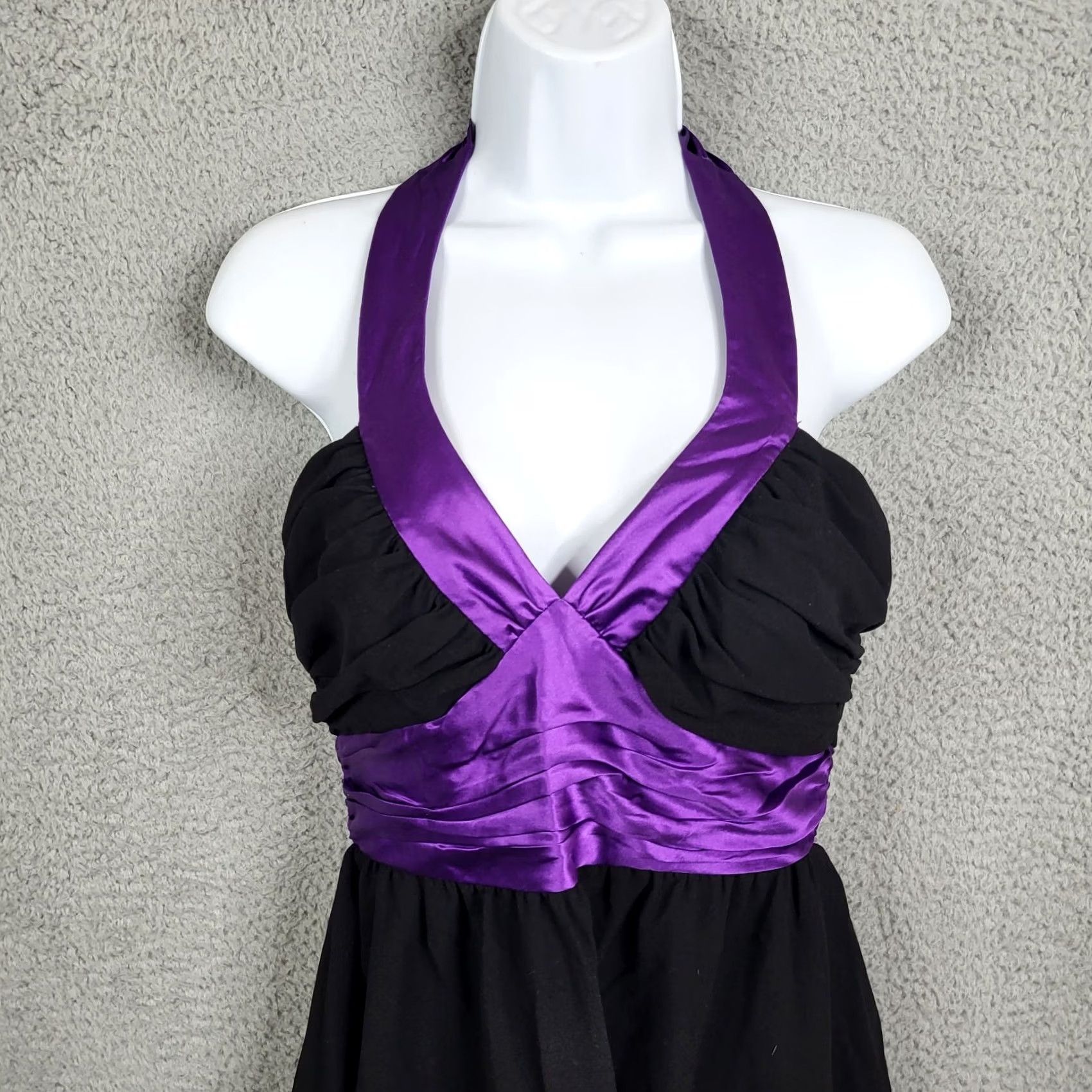 Betsey Johnson Betsey Johnson Women's Dress Halter Neck A-Line Sleeveless Purple Black Size 6 - Polyester, Solid, Casual, Vintage No (Adult Women) Size M / US 6-8 / IT 42-44 - 8 Thumbnail