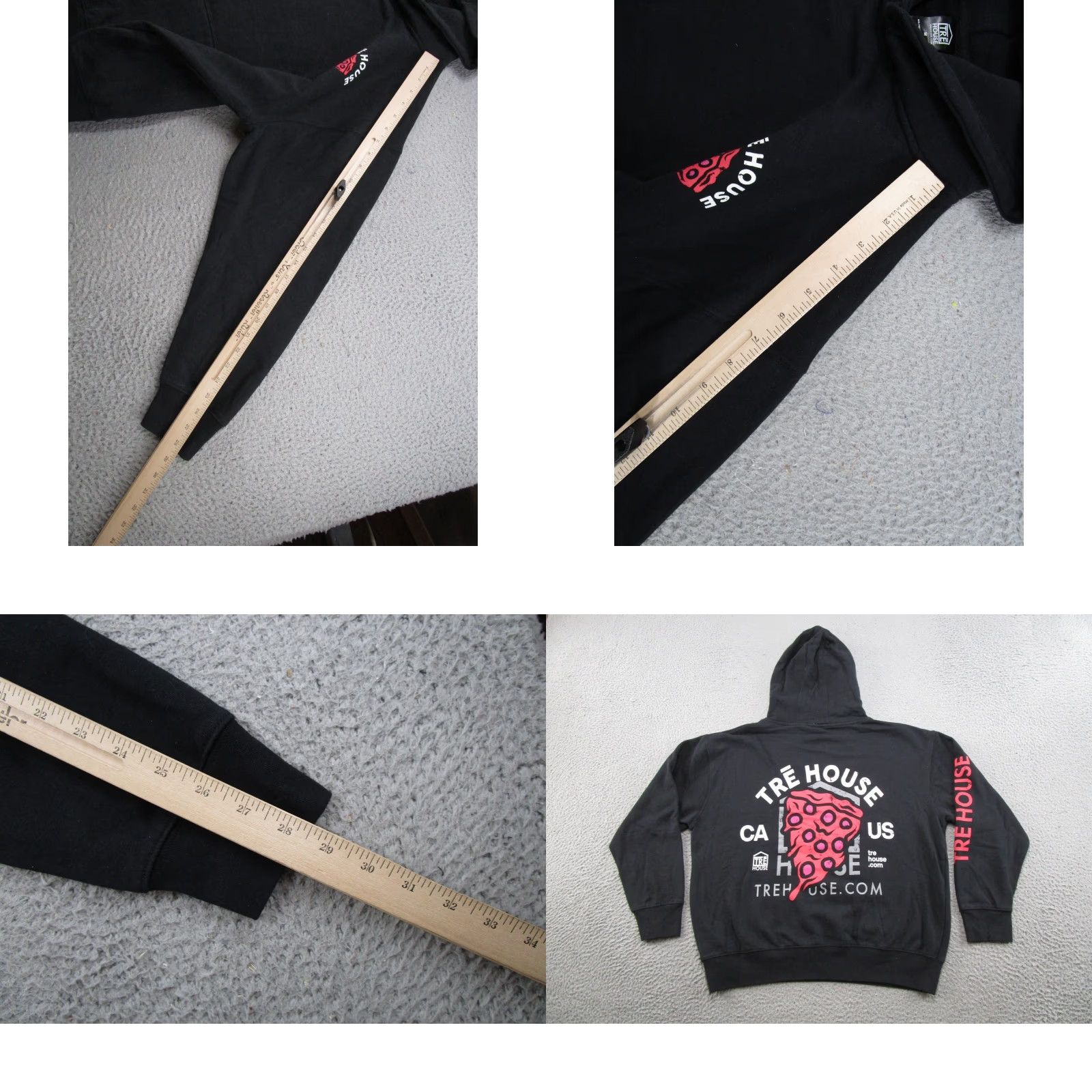 Warehouse Tre House Pizza Graphic Hoodie Mens Size M Skater SK8 Double Sided Spell Out Size US M / EU 48-50 / 2 - 8 Thumbnail