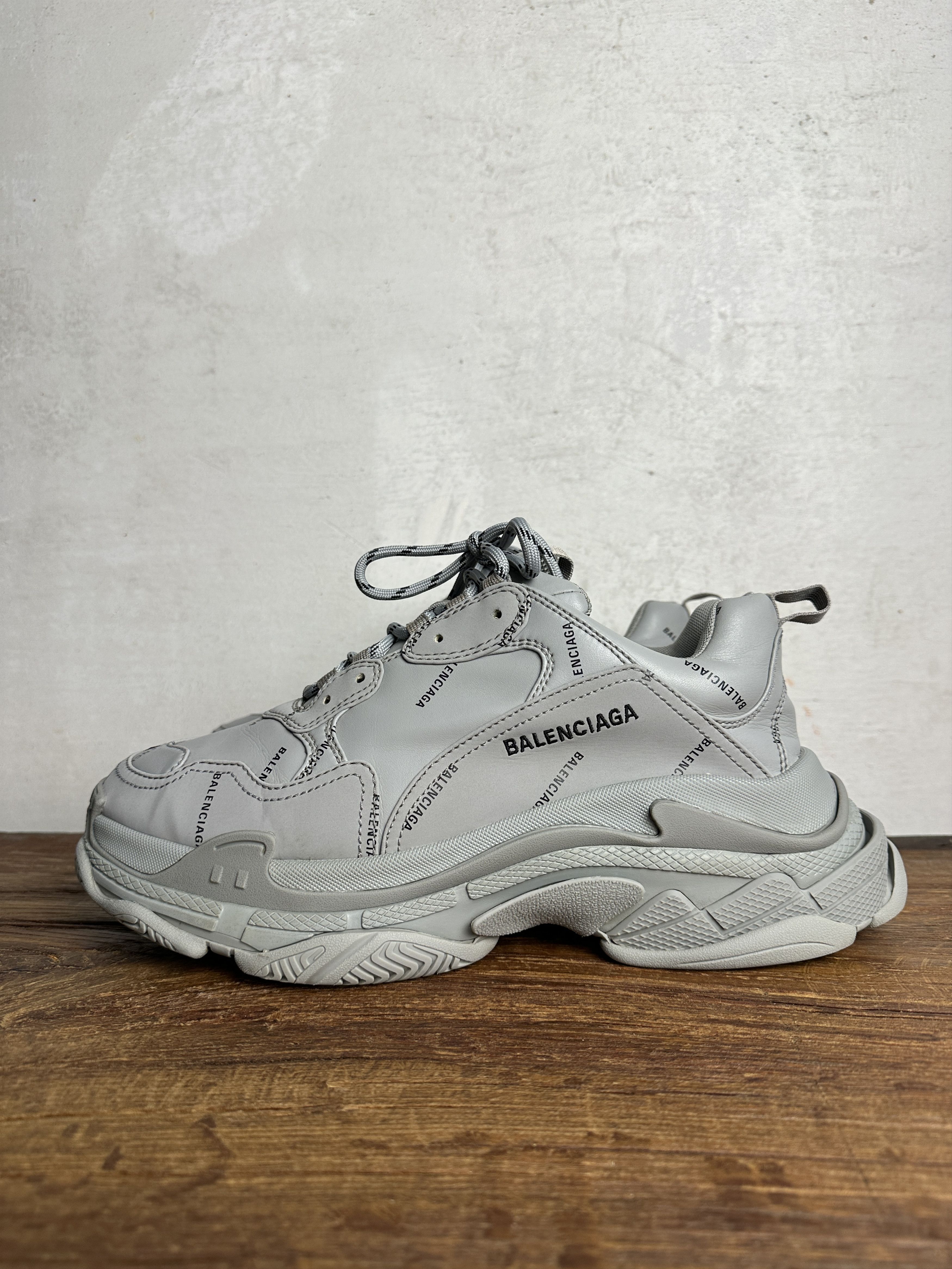 Balenciaga Balenciaga All Over Logo Triple S Leather Free Sneaker Grey Size US 11 / EU 44 - 1 Thumbnail