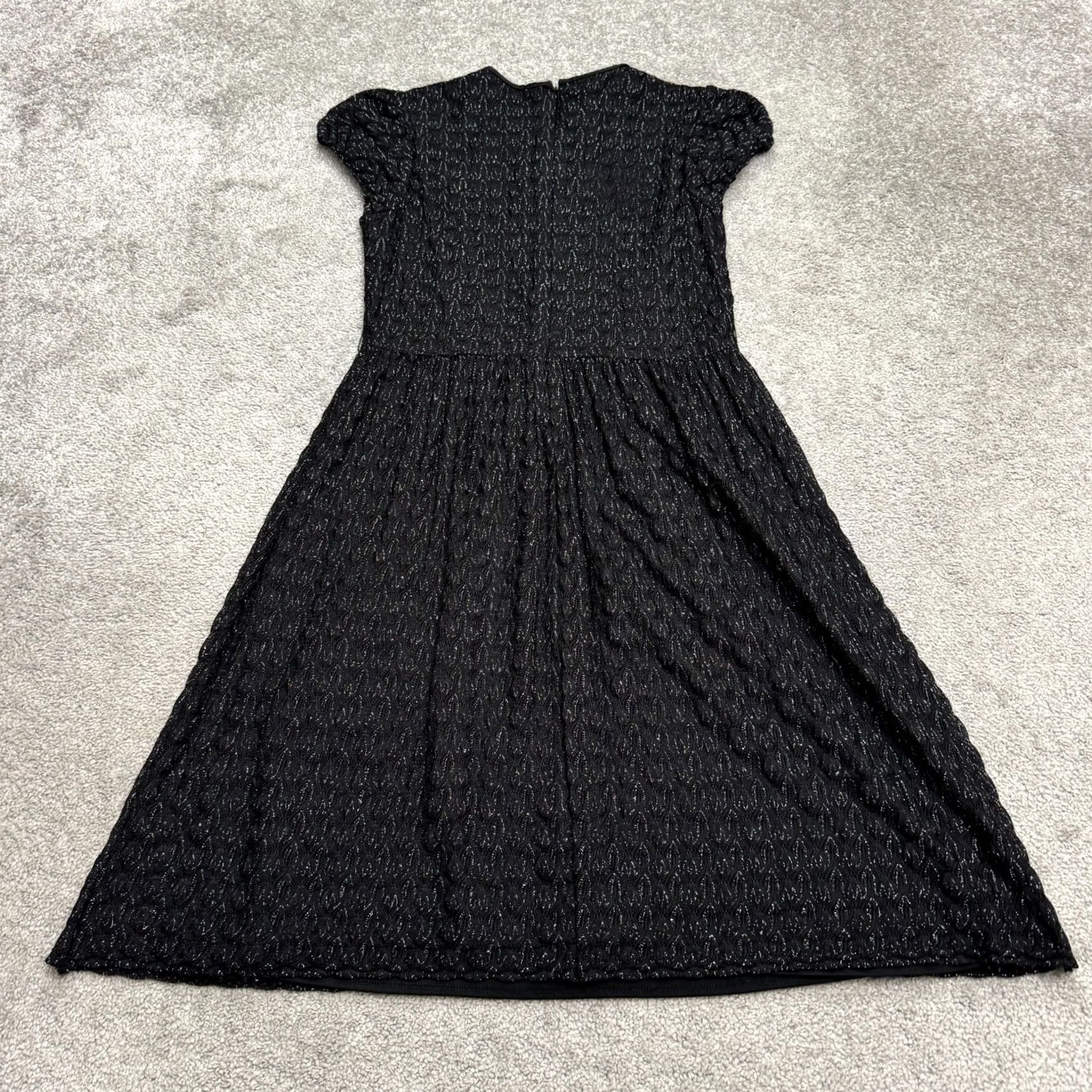 MAGGY LONDON Maggy London Metallic Silk Textured Bubble Midi Dress Women 14 Black Puff Sleeve Dress M/L Shop Fashion Size XL / US 12-14 / IT 48-50 - 2 Thumbnail