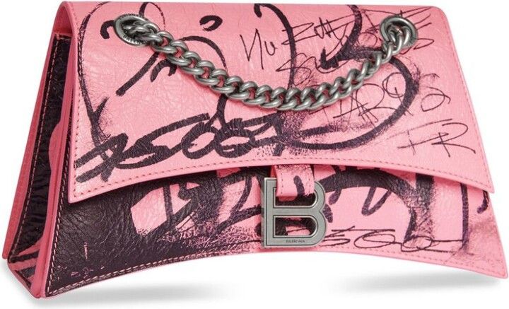 Balenciaga o1w1db10125 Size: OS / Crush Small Chain Bag Graffiti Pink Size ONE SIZE - 4 Thumbnail