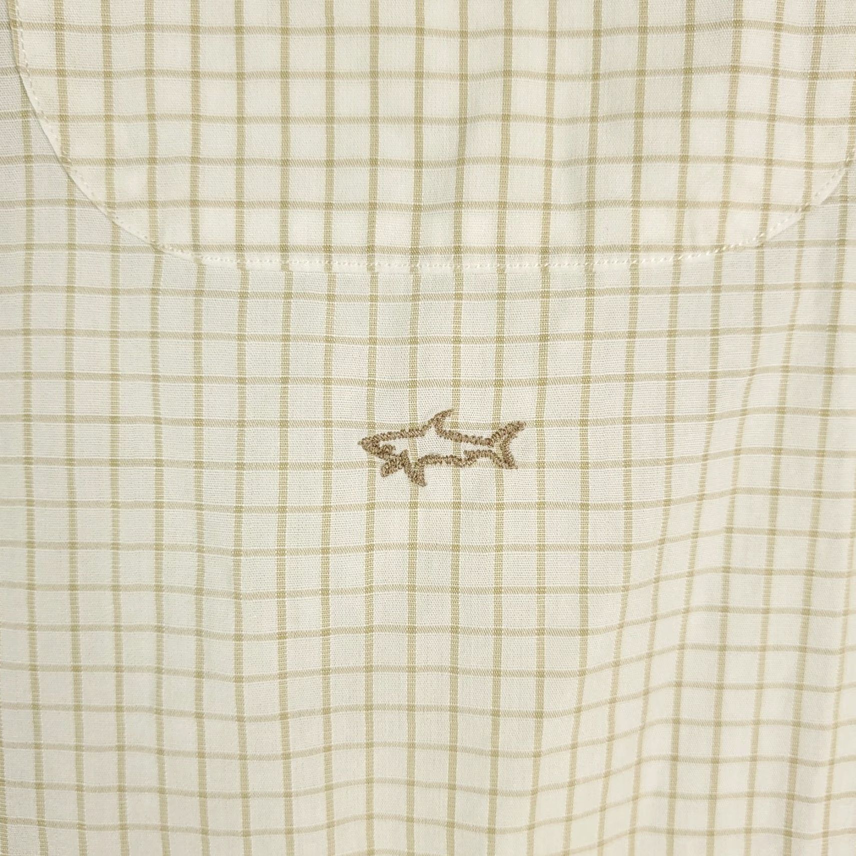 Paul & Shark VINTAGE Paul Smith Dress Shirt Mens Size 17 Long Sleeve Check Beige Cotton Business Casual Formal Size 46R - 2 Thumbnail