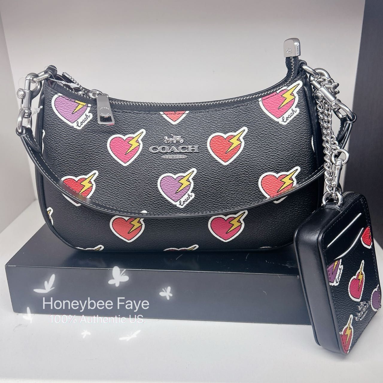 Coach Teri Shoulder Bag With Heart Bolt Print CY346 Size ONE SIZE - 3 Thumbnail