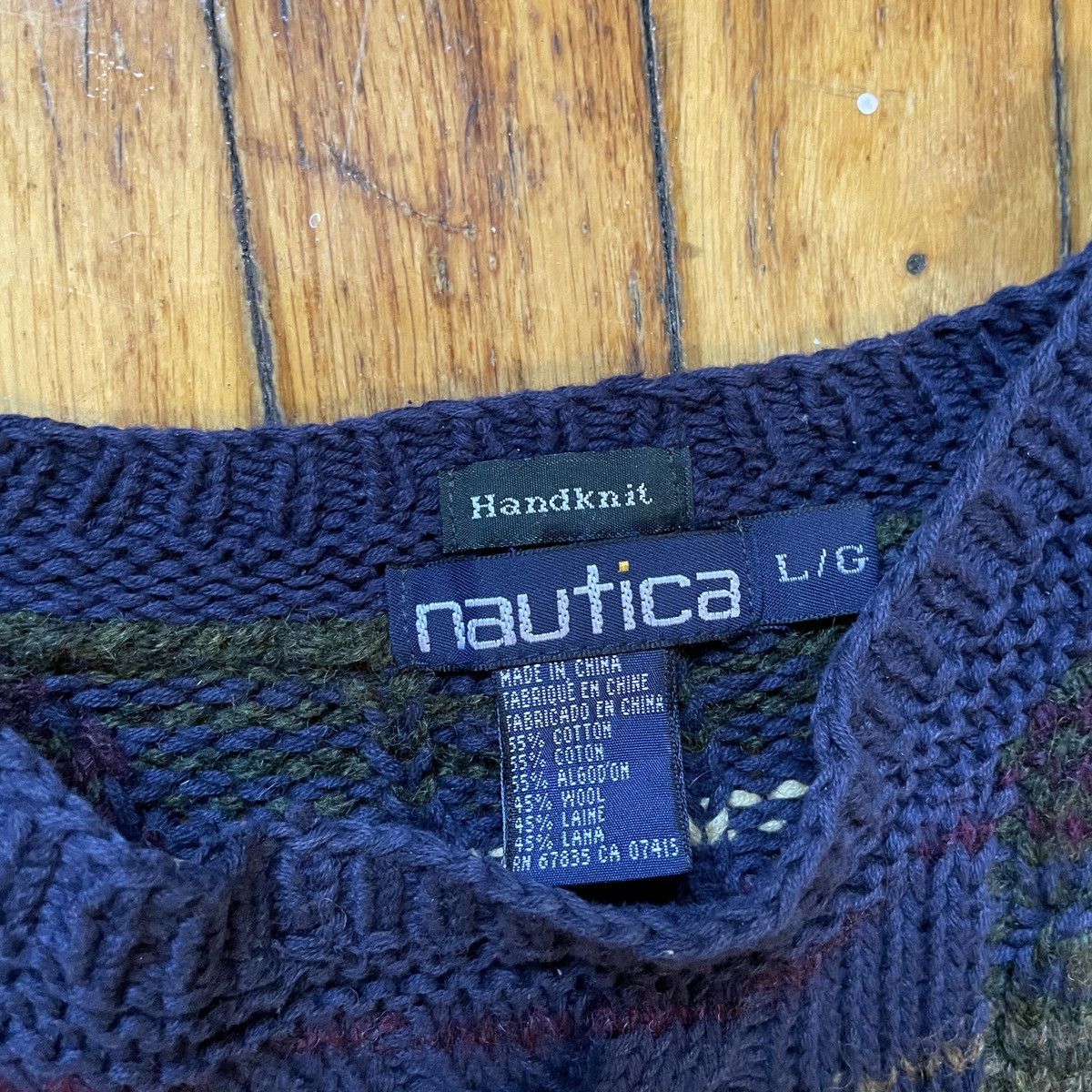 Nautica × Vintage Vintage Nautica Maroon Navy Plaid Knit Sweater Men’s Size L Size US L / EU 52-54 / 3 - 4 Thumbnail