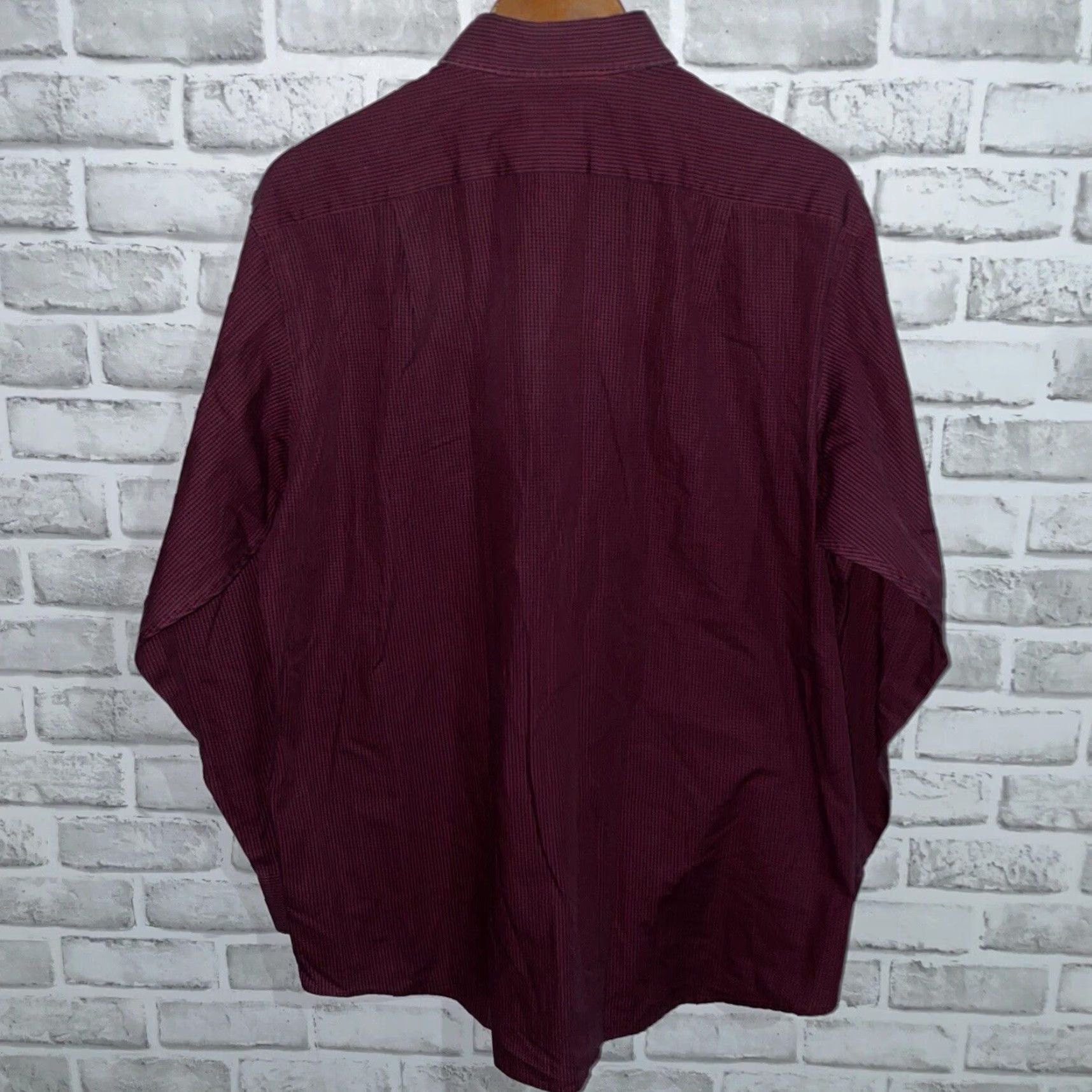 Lacoste Lacoste Shirt Mens Size 41 Long Sleeve Button-Down Dress Maroon Checkered Size 42R - 5 Thumbnail