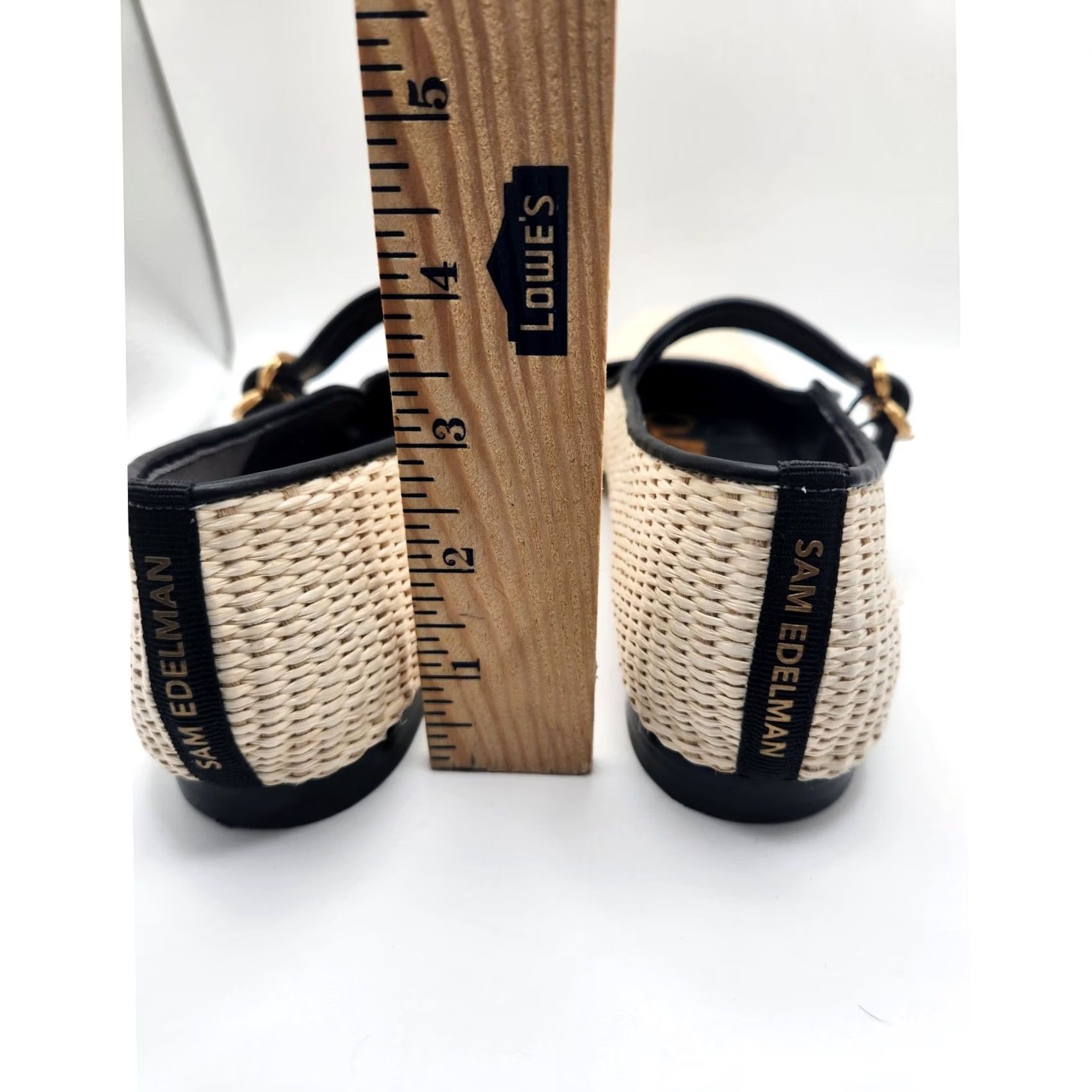 Sam Edelman Sam Edelman Michaela Flats Mary Jane Woven Raffia Beige Womens 9 Square Toe Buckle Strap Leather Trim Leather Insole Flat Size US 9 / IT 39 - 4 Thumbnail