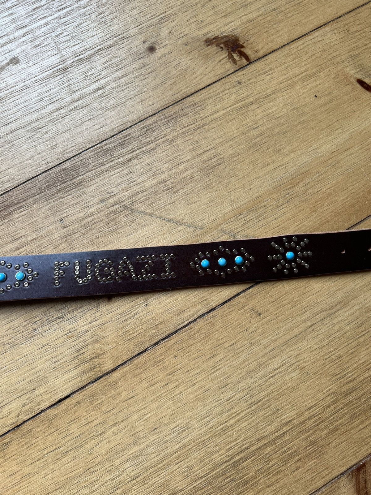 Fugazi Fugazi Brown Leather Studded Belt Size 32 - 1 Thumbnail