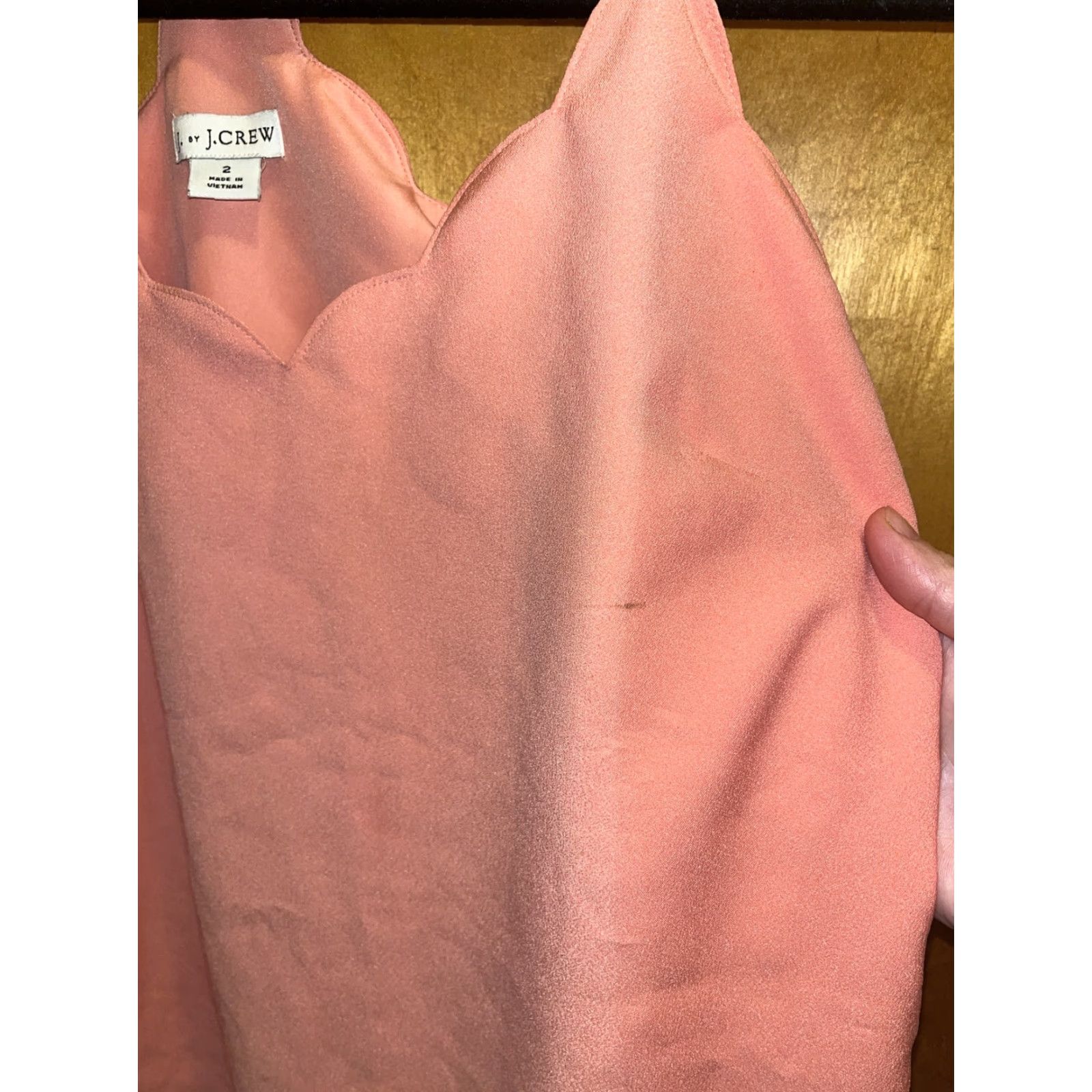 J.Crew J Crew Tank Top Cami Peach Scalloped Edge V-Neck Spaghetti Strap Regular Size 2 Women Size XS / US 0-2 / IT 36-38 - 3 Thumbnail