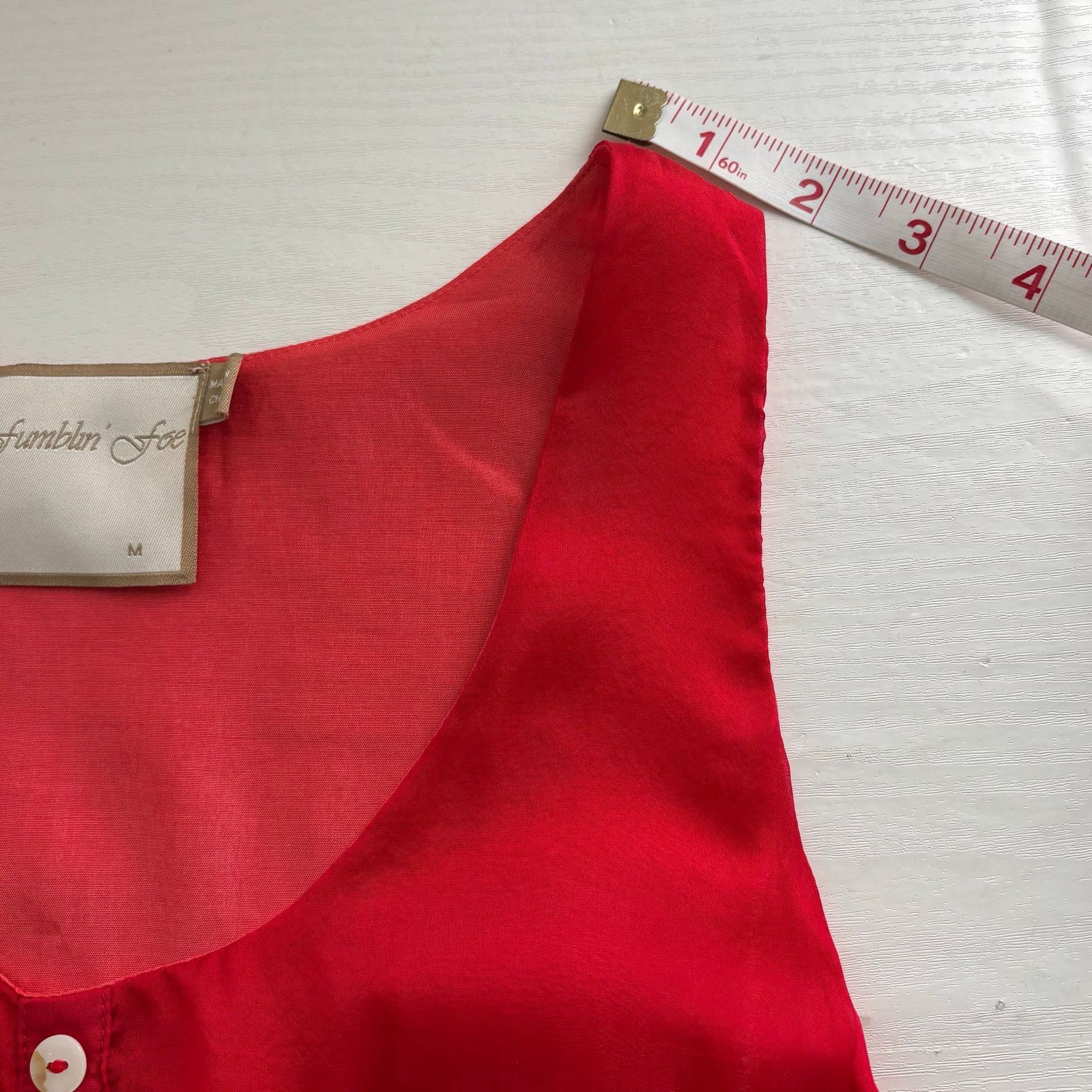 Other Fumblin' Fee Red Silk Peplum Sleeveless Top Button Front Size M / US 6-8 / IT 42-44 - 5 Thumbnail