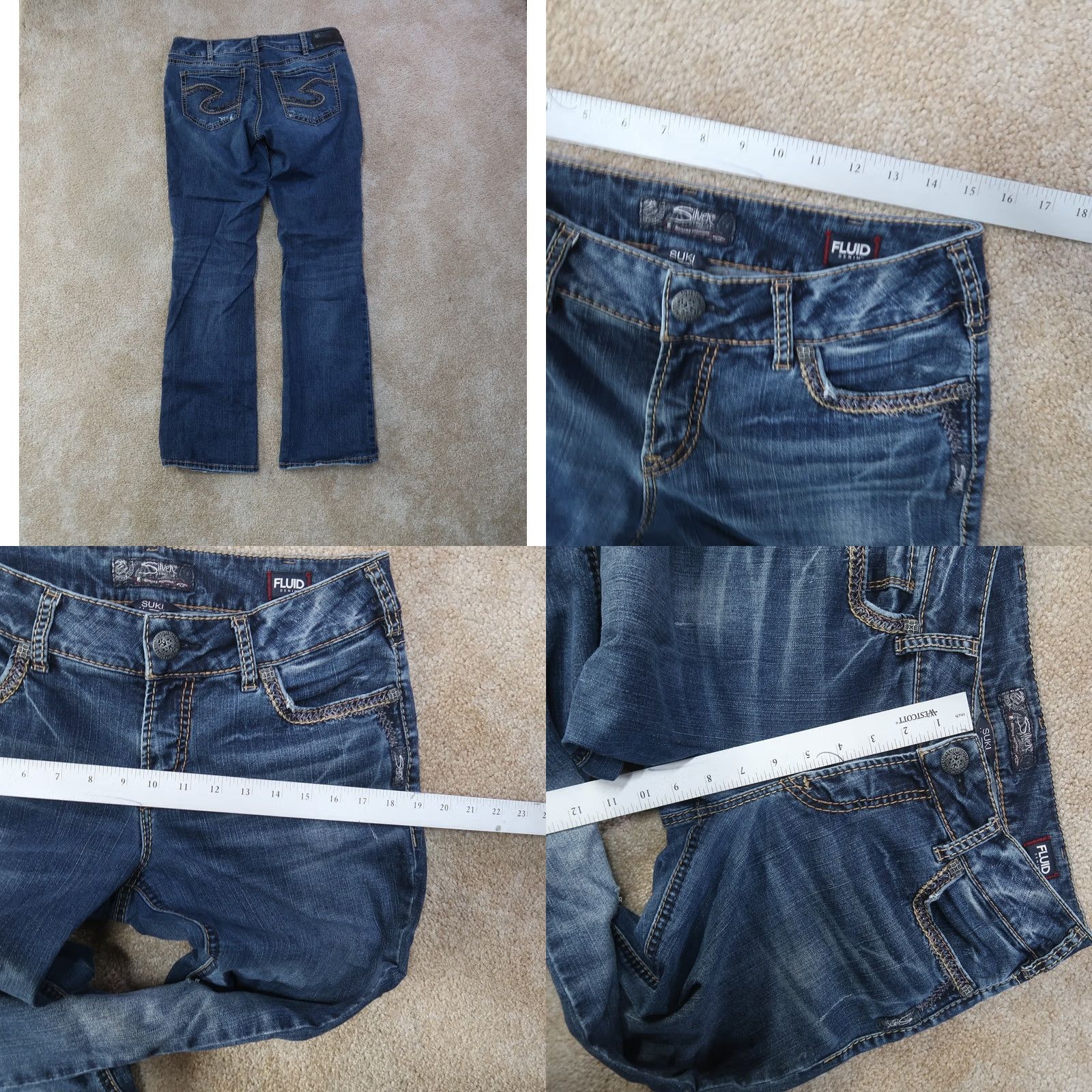 Silver Jeans Co. Silver Jeans Suki Bootcut Jeans Women 31x31 Blue Denim Stretch Regular Slim 5-Pocket Modest Rise Mid Vintage No Size 24" / US 00 / IT 34 - 8 Thumbnail