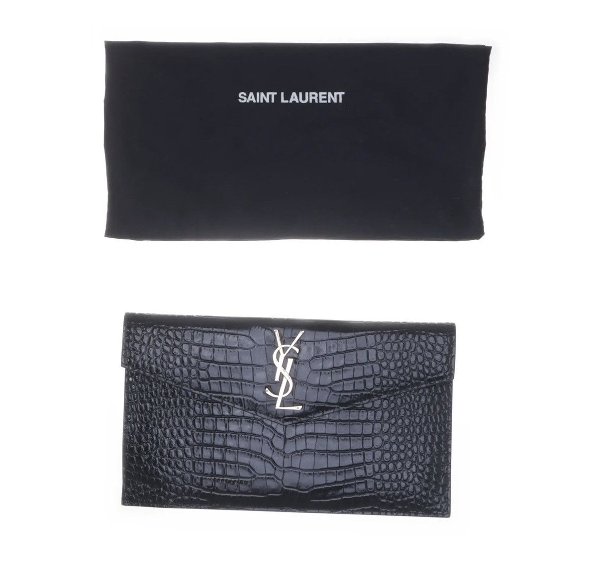Saint Laurent Paris Crocodile Leather Uptown Clutch Bag Size ONE SIZE - 1 Thumbnail