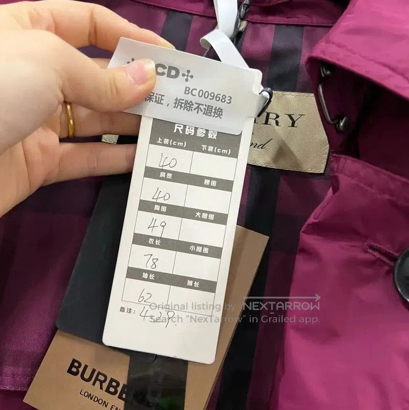 Burberry Burberry Pink Cotton Medium-Length Trench Coat. Size XXS / US 00 / IT 34 - 5 Thumbnail