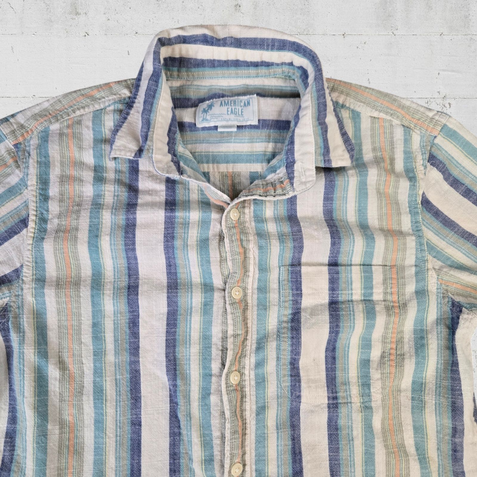 American Eagle Outfitters American Eagle Striped Retro Camp Shirt Size Small Size US S / EU 44-46 / 1 - 3 Thumbnail