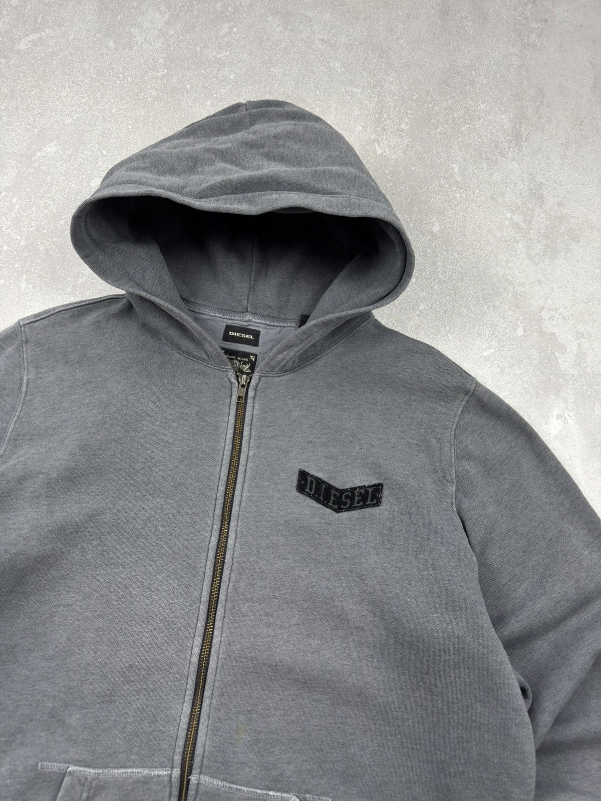 Diesel Vintage Diesel Washed Grey Zip Hoodie Logo size L Size US L / EU 52-54 / 3 - 5 Thumbnail