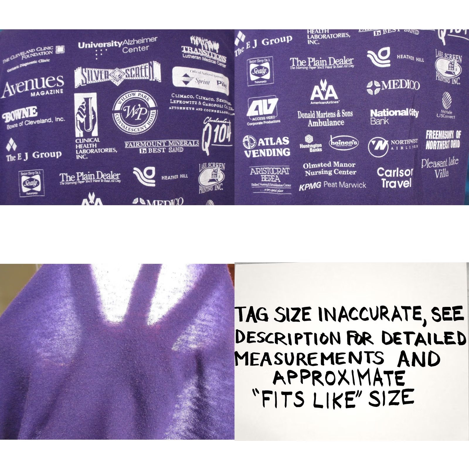 Jerzees VINTAGE Cleveland Zoo MEMORY RUN T-Shirt L (single stitch) - Jerzees, Purple, 50% Cotton/50% Polyester, 80s, Mens Size US L / EU 52-54 / 3 - 8 Thumbnail