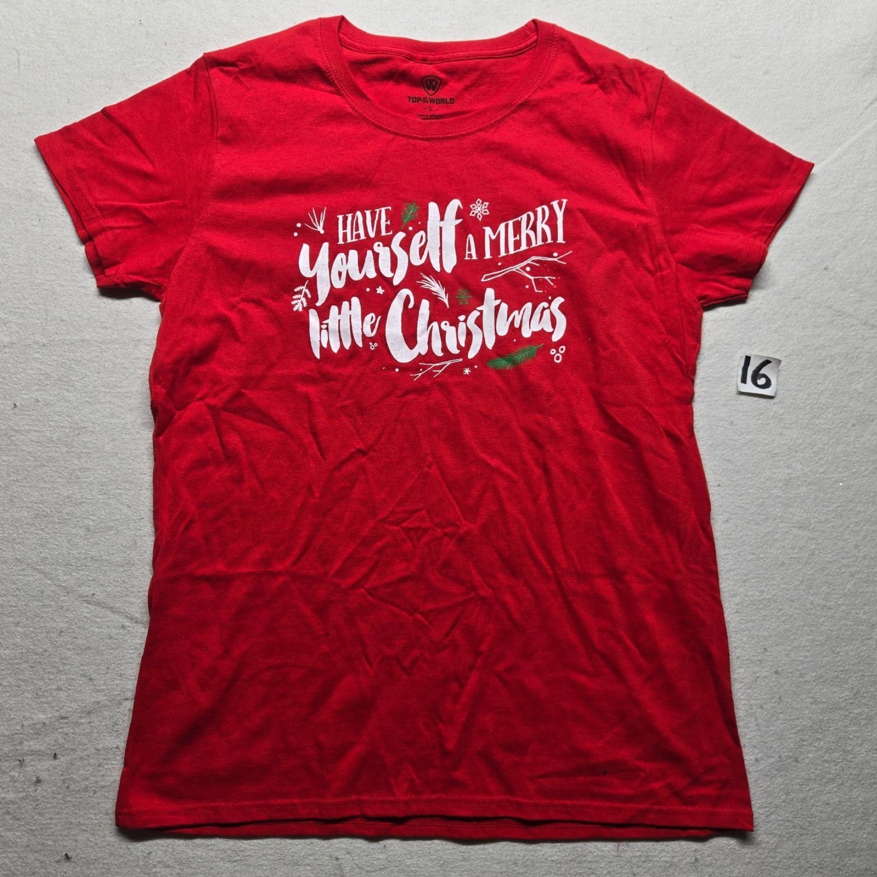 Top Of The World VINTAGE Top of the World Christmas T-Shirt Women L Red Short Sleeve Basic Holiday Winter Size L / US 10 / IT 46 - 2 Thumbnail