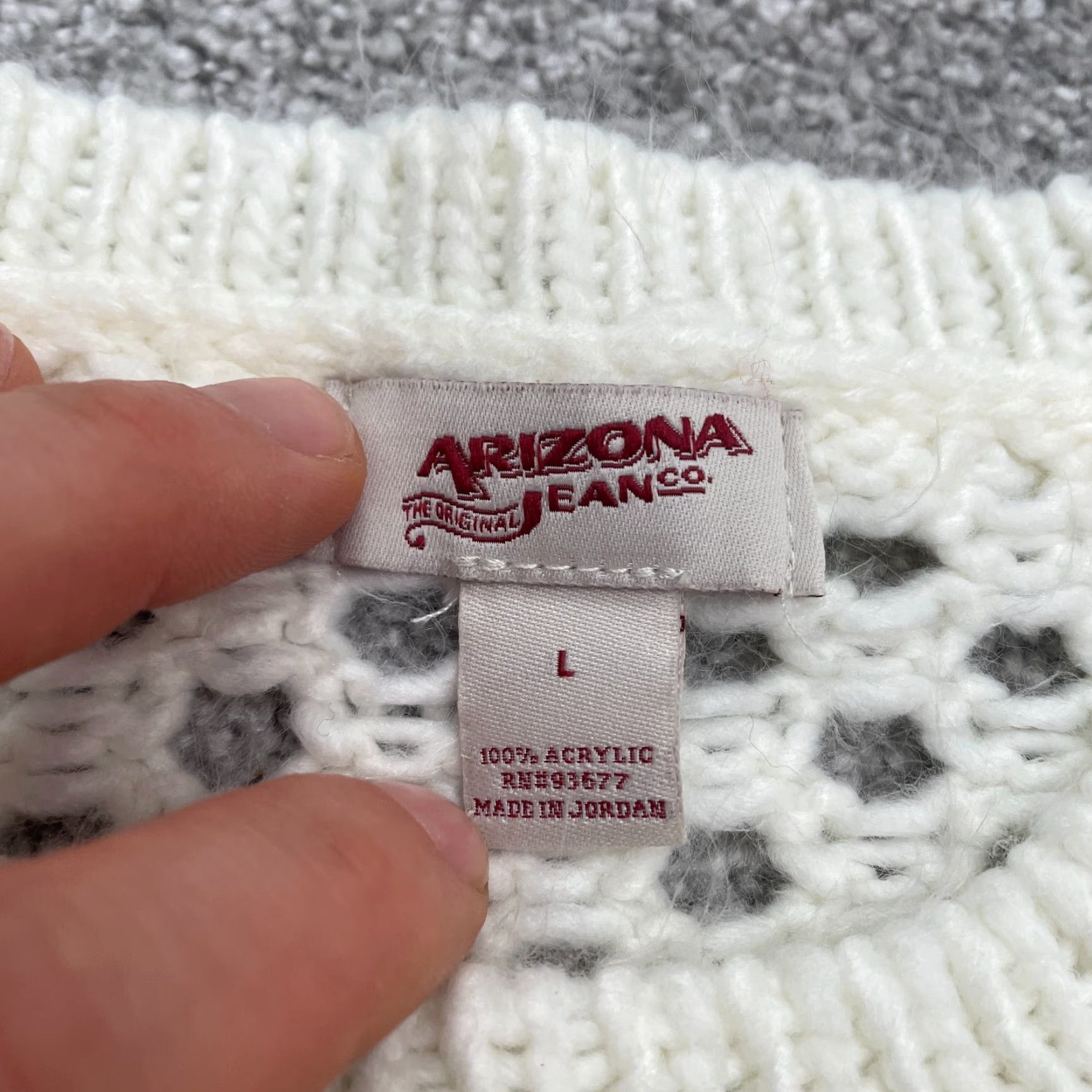 Vintage Arizona Jeans Sweater Womens Large White Open-Knit Crochet Pullover Breathable Lightweight Solid Crew Neck Casual Designer Size L / US 10 / IT 46 - 4 Thumbnail