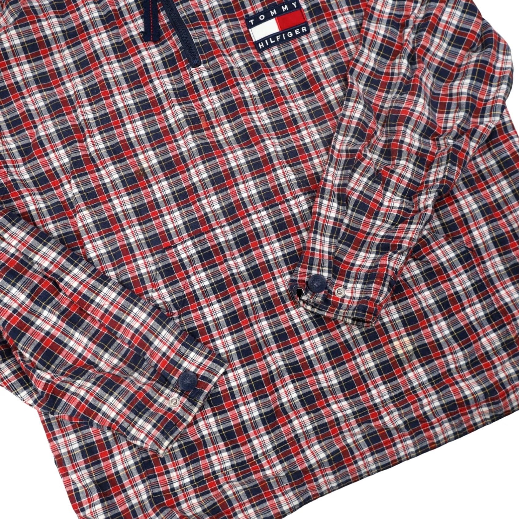 Tommy Hilfiger VINTAGE 90S Tommy Hilfiger Plaid Pullover Hoodie Mens M Red Logo Patch Hoodie Size US M / EU 48-50 / 2 - 3 Thumbnail