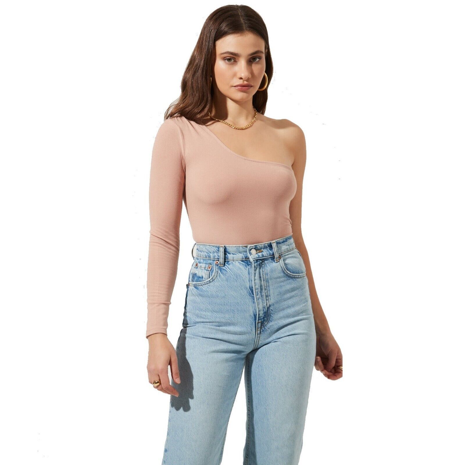 The Unbranded Brand ASTR the Label Women One Shoulder Thong Bodysuit Size M Size M / US 6-8 / IT 42-44 - 3 Thumbnail