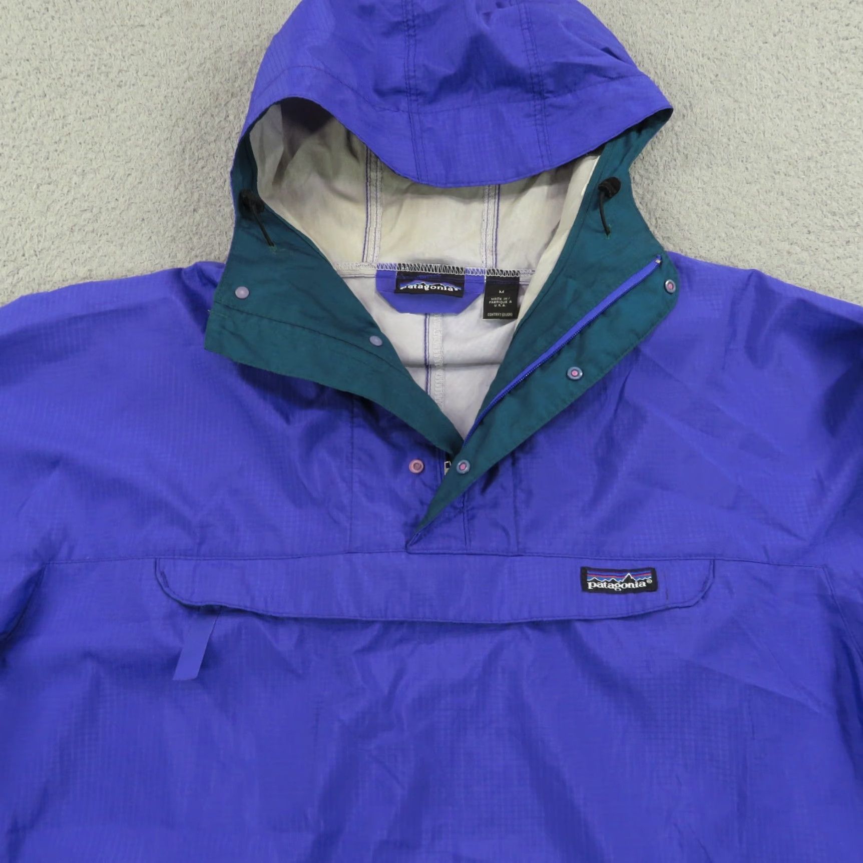 Patagonia VTG Patagonia Jacket Mens Medium Purple Anorak Wind Rain 90s Snap Kangaroo Pouch Size US M / EU 48-50 / 2 - 7 Thumbnail
