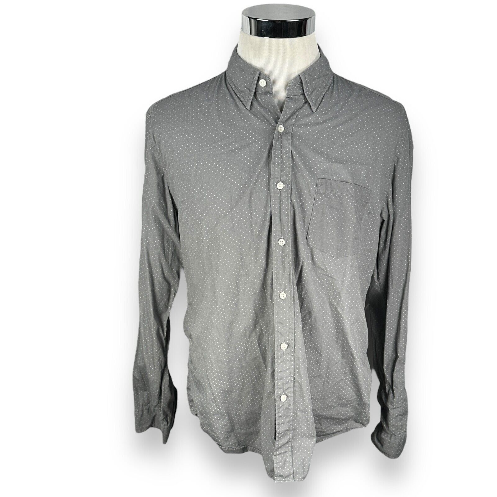 J.Crew J.Crew Shirt Men's XL Gray Polka Dot Cotton Slim Long Sleeve Size US XL / EU 56 / 4 - 1 Thumbnail