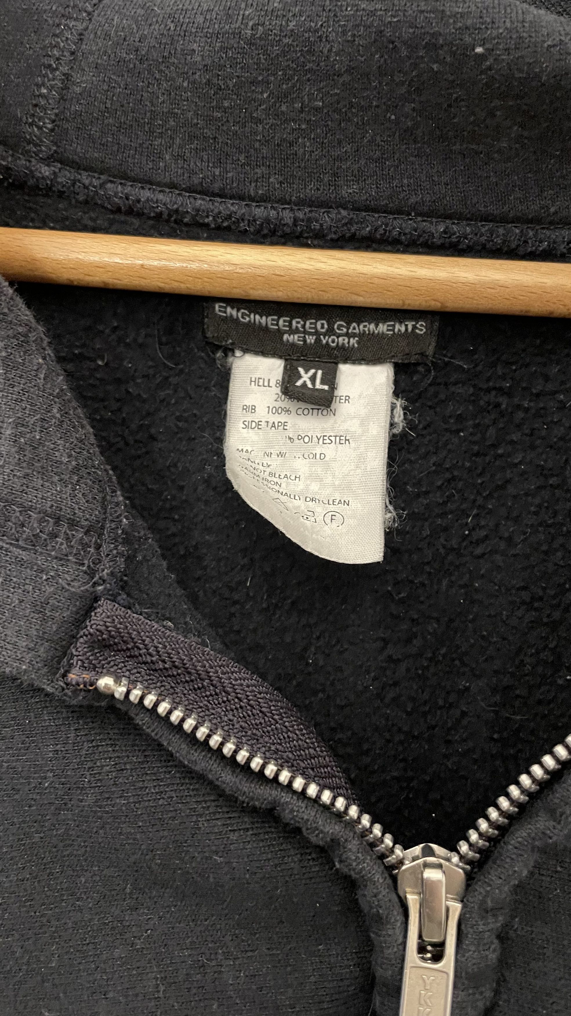 Engineered Garments Heavy Black Hoody contrasting blue stripe side pockets Size US XL / EU 56 / 4 - 2 Thumbnail