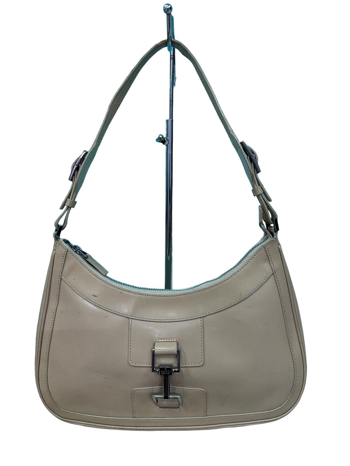 Gucci AUTHENTIC GUCCI BEIGE PATENT LEATHER JACKIE SHOULDER BAG Size ONE SIZE - 4 Thumbnail