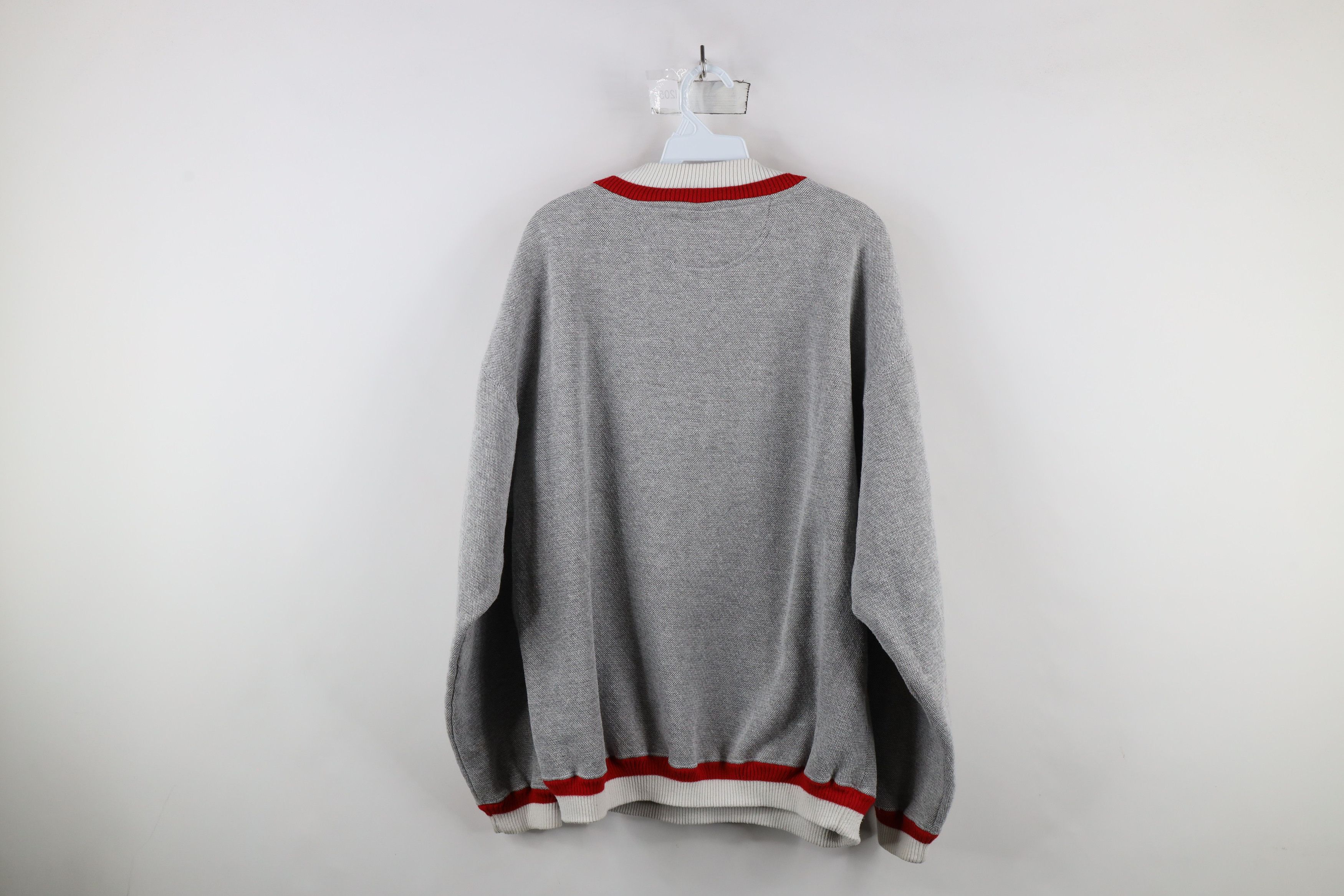 Vintage Vintage 90s Streetwear Striped Indian Head V-Neck Sweatshirt Size US XL / EU 56 / 4 - 11 Thumbnail