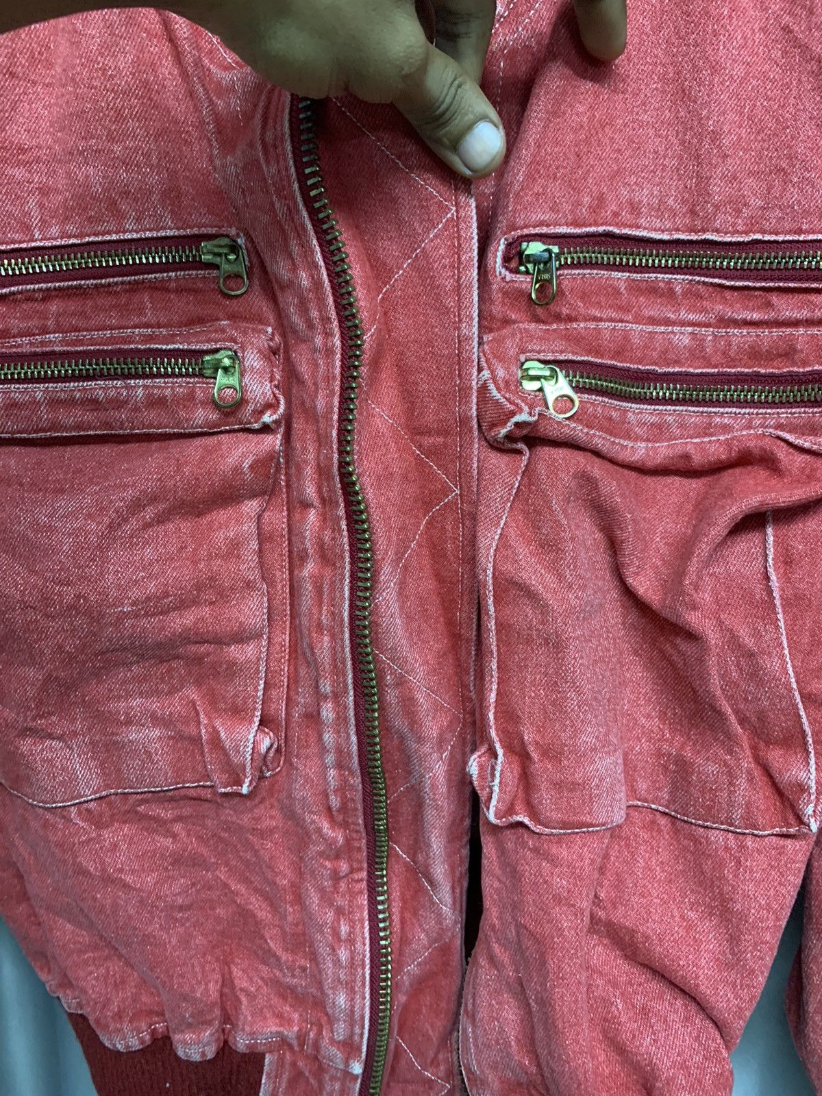 Japanese Brand × Vintage ISSEY MIYAKE INSPIRED DENIM BOMBER JACKET RARE DESIGN Size US L / EU 52-54 / 3 - 13 Thumbnail